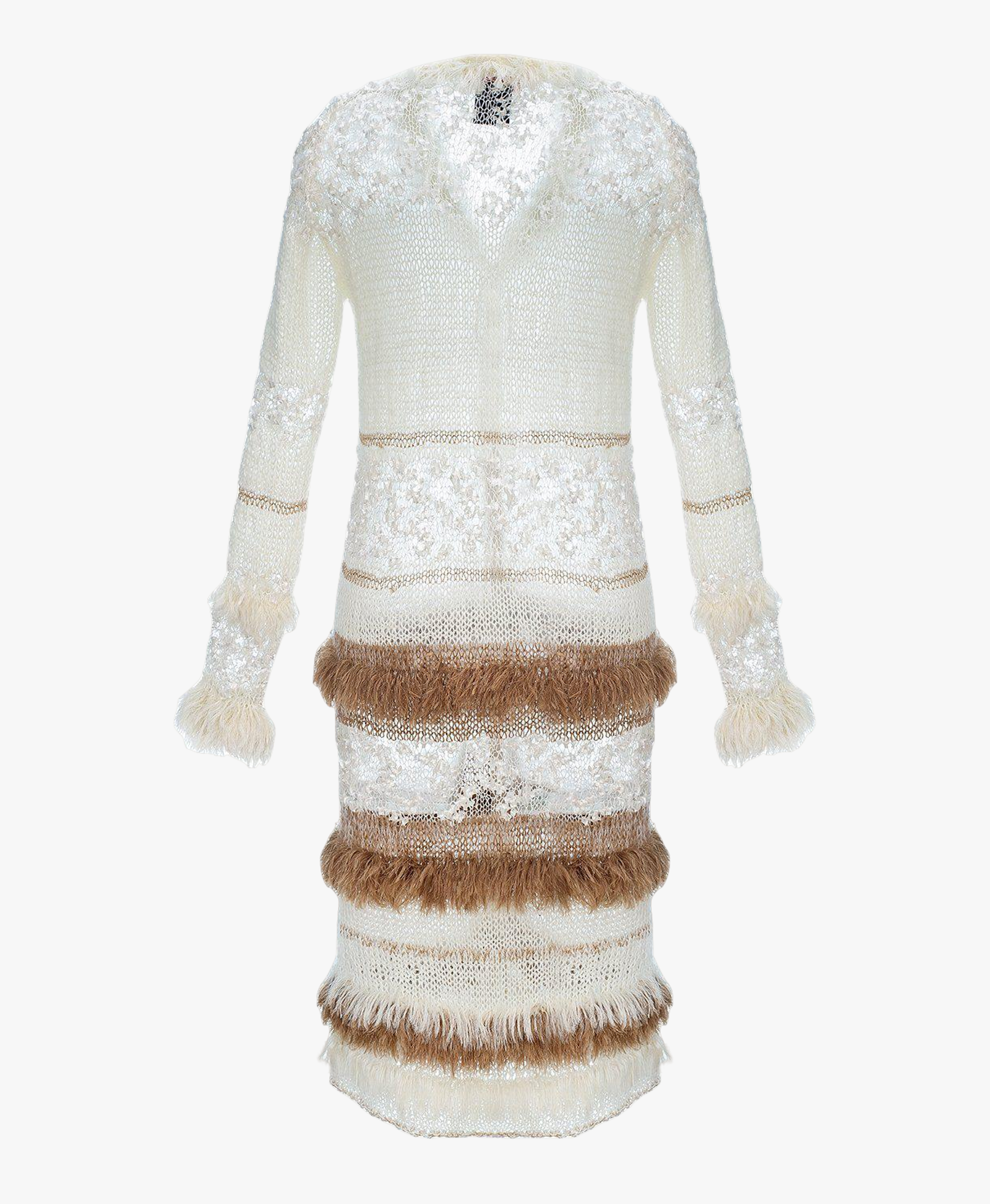 Brown Sundown Handmade Knit Cardigan-Dress With Pearl Buttons made by ANDREEVA