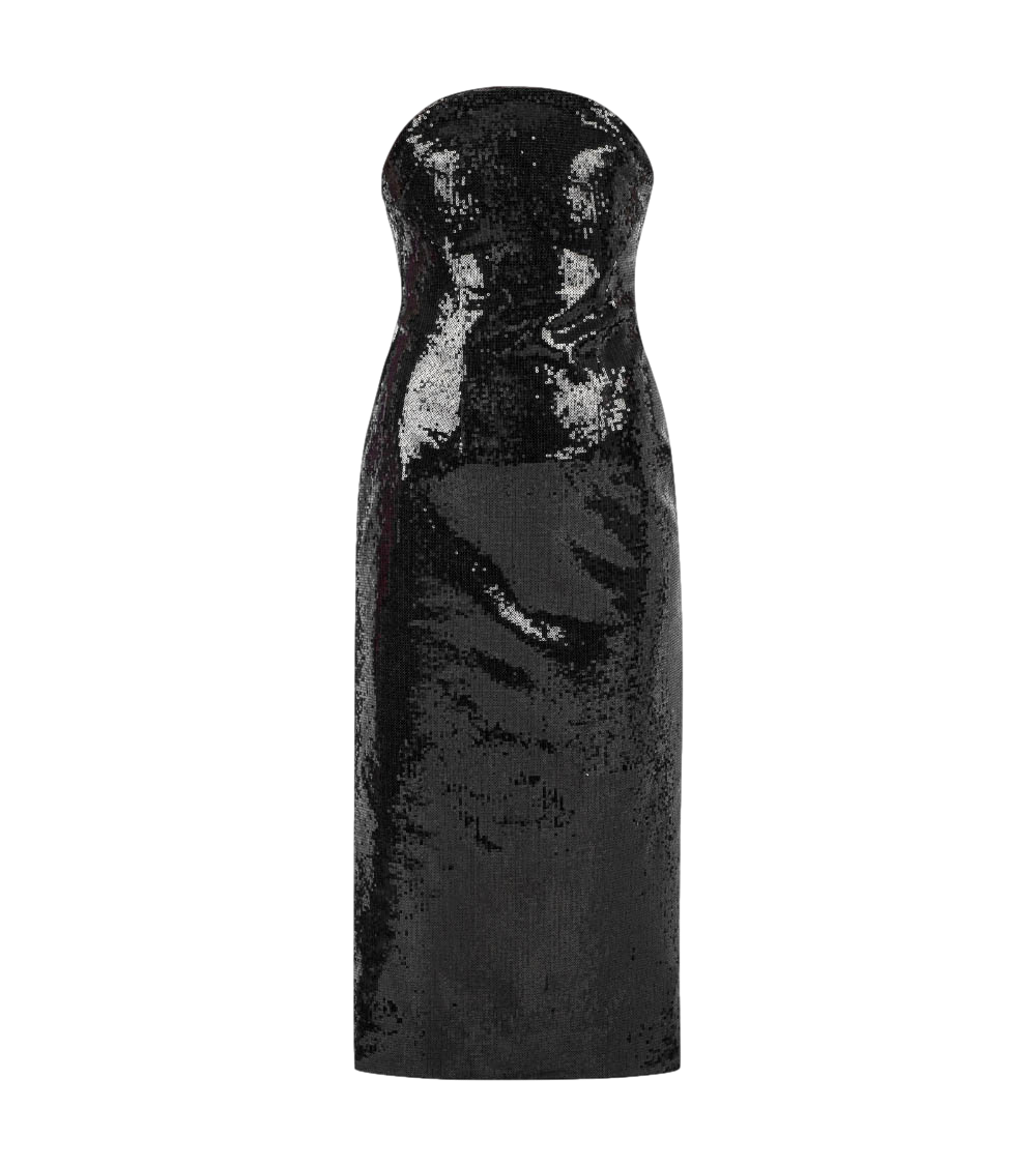 Sudietuz Sequined Midi Black Dress