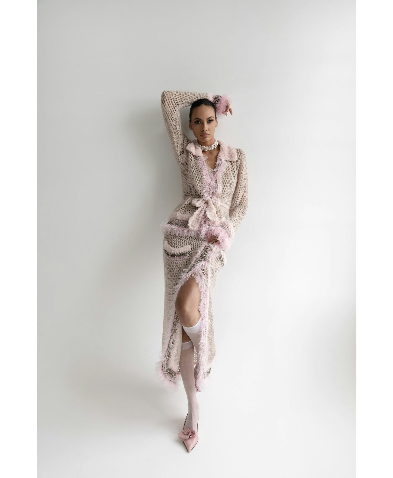 Baby Pink Handmade Knit Skirt made by ANDREEVA