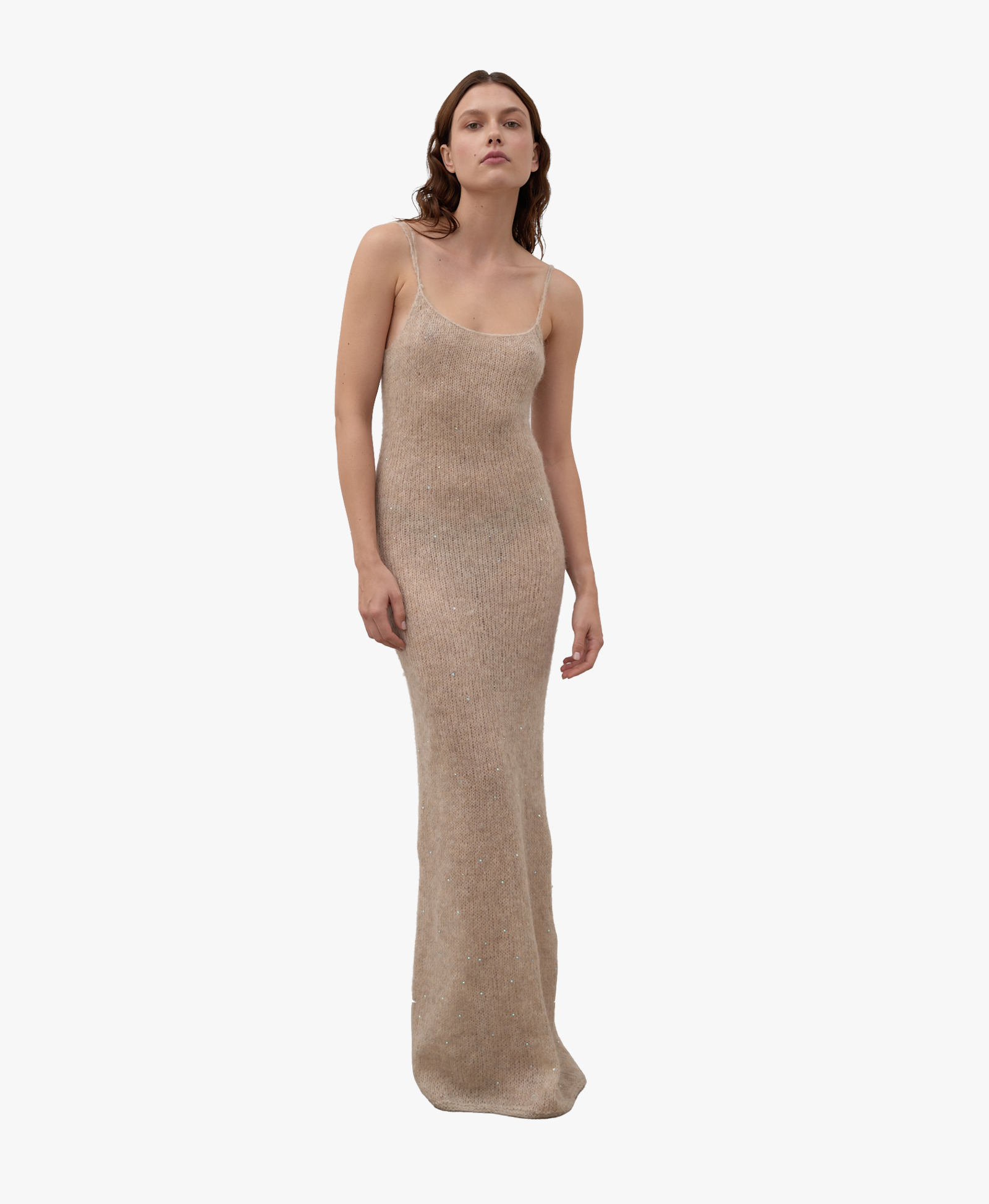 Fitted alpaca and silk dress made by Karen Arcanjo