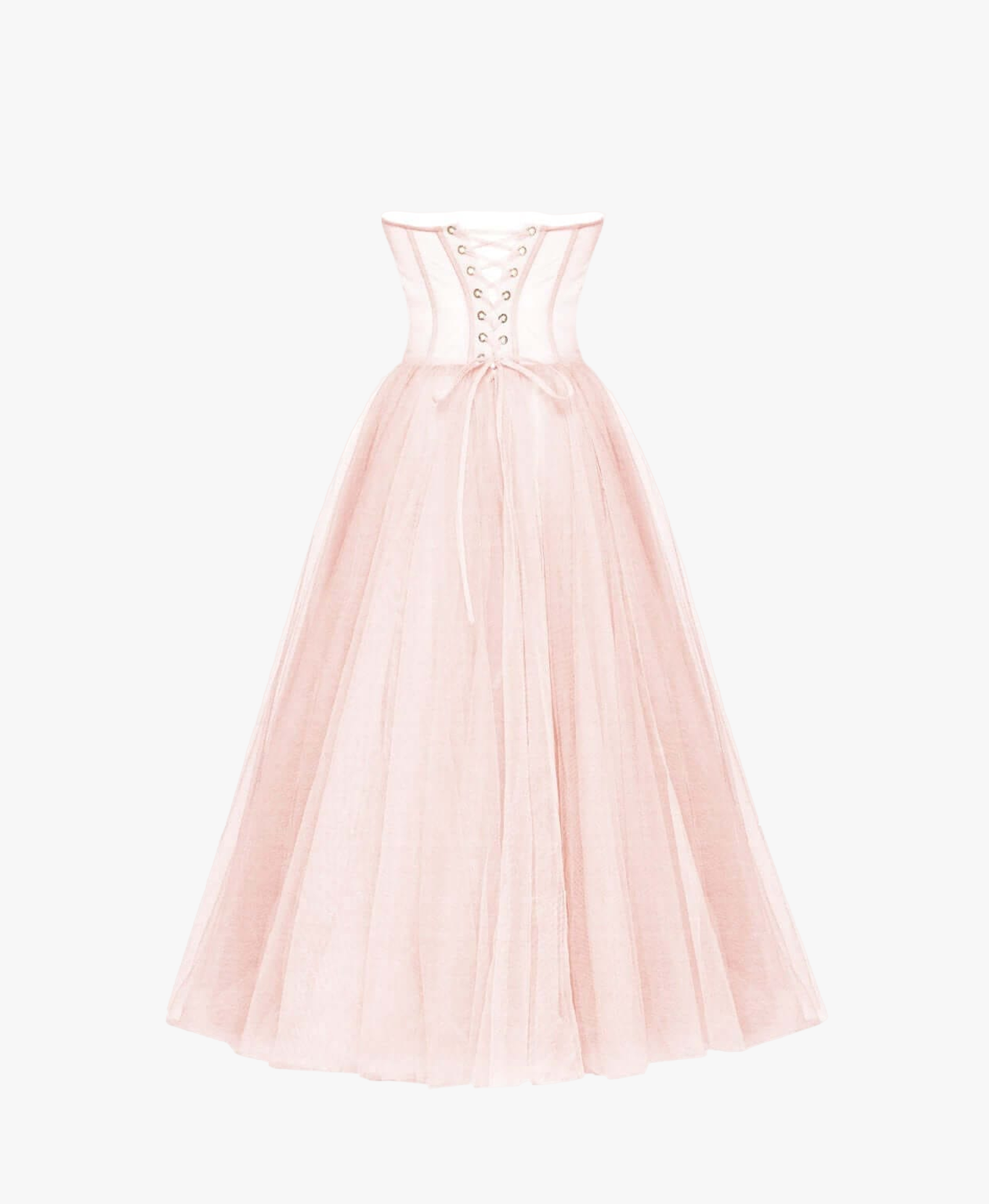 Misty Rose Strapless Puffy Midi Tulle Dress made by Milla