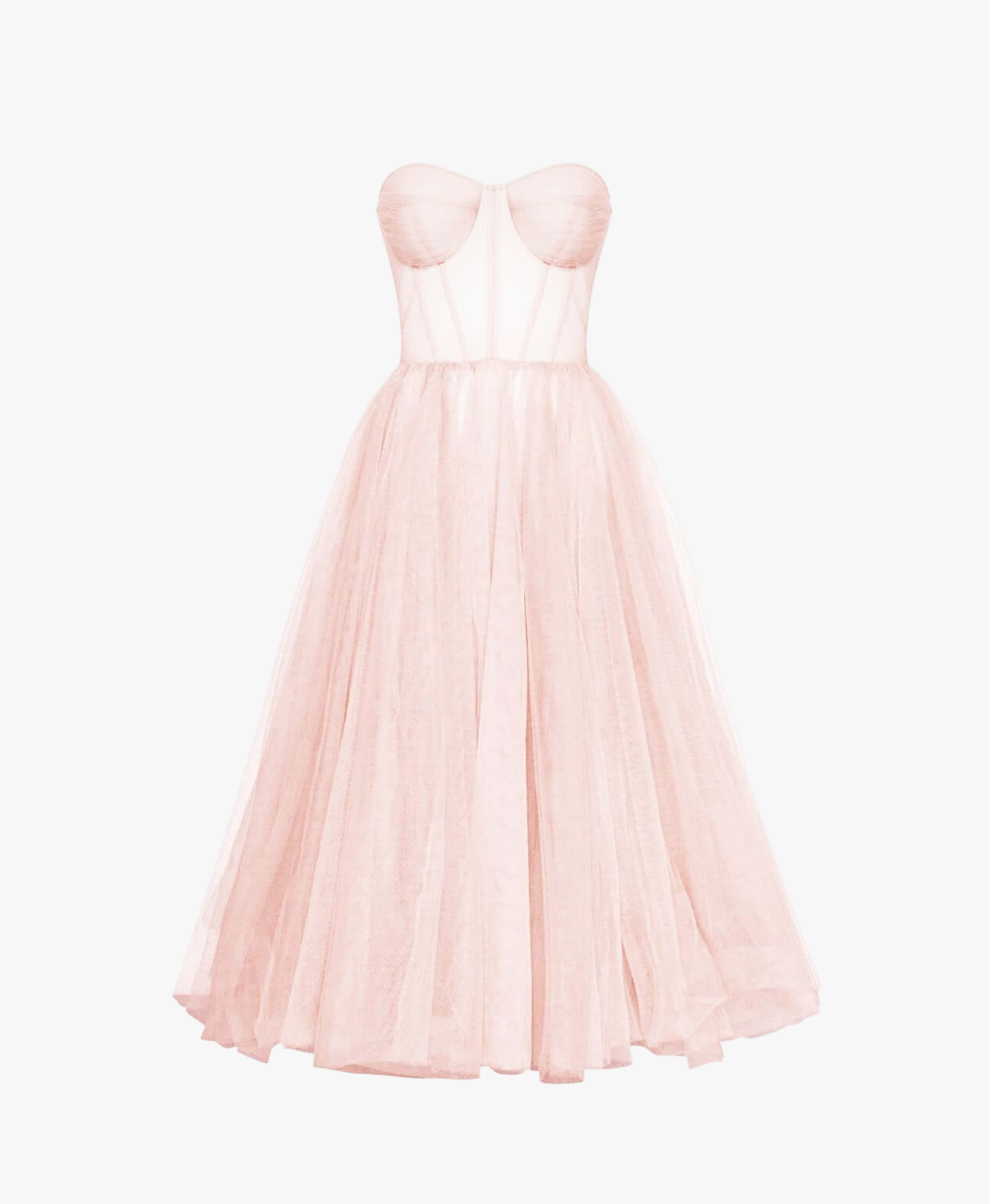 Misty Rose Strapless Puffy Midi Tulle Dress made by Milla