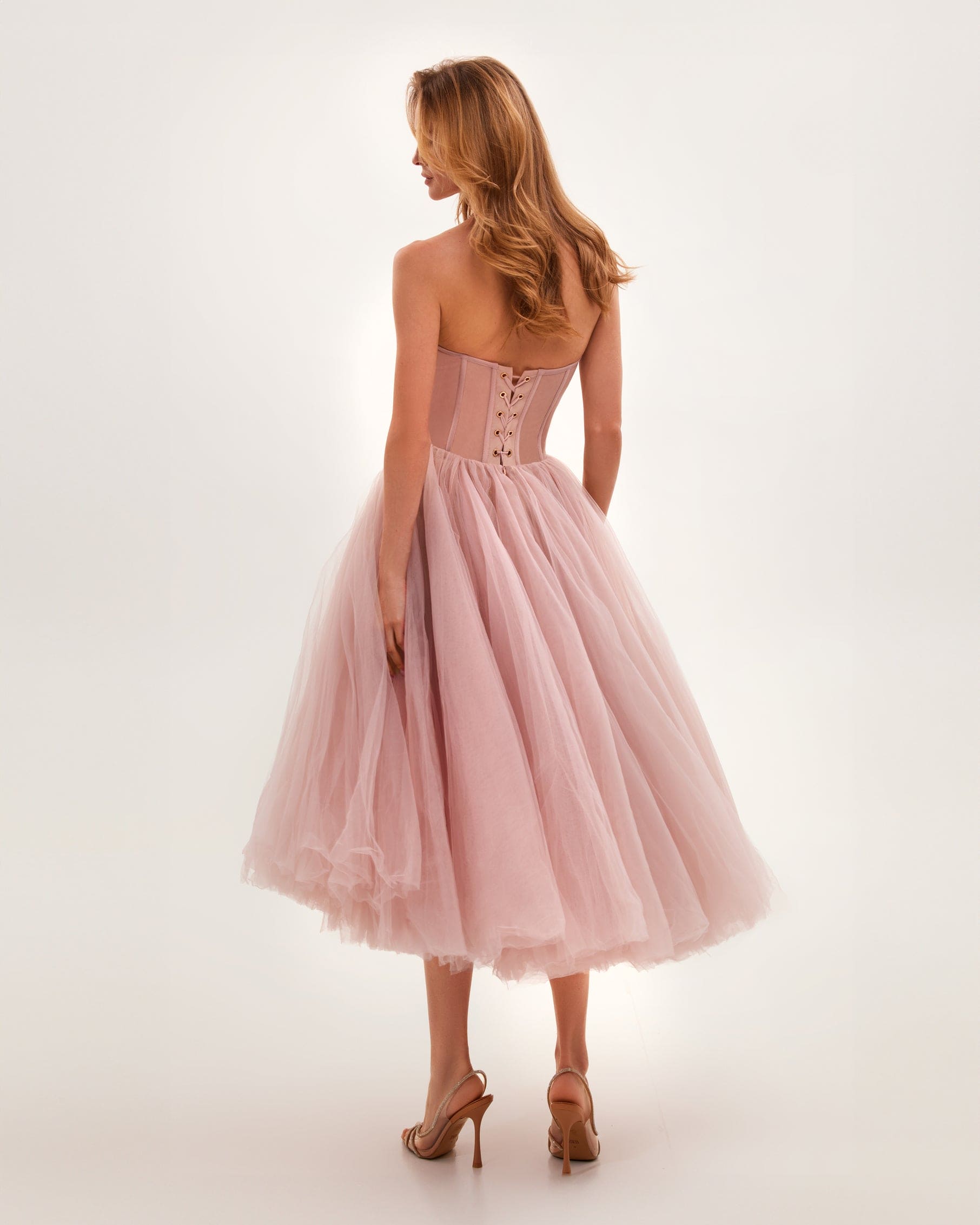 Shop Milla Misty Rose Strapless Puffy Midi Tulle Dress In Pink