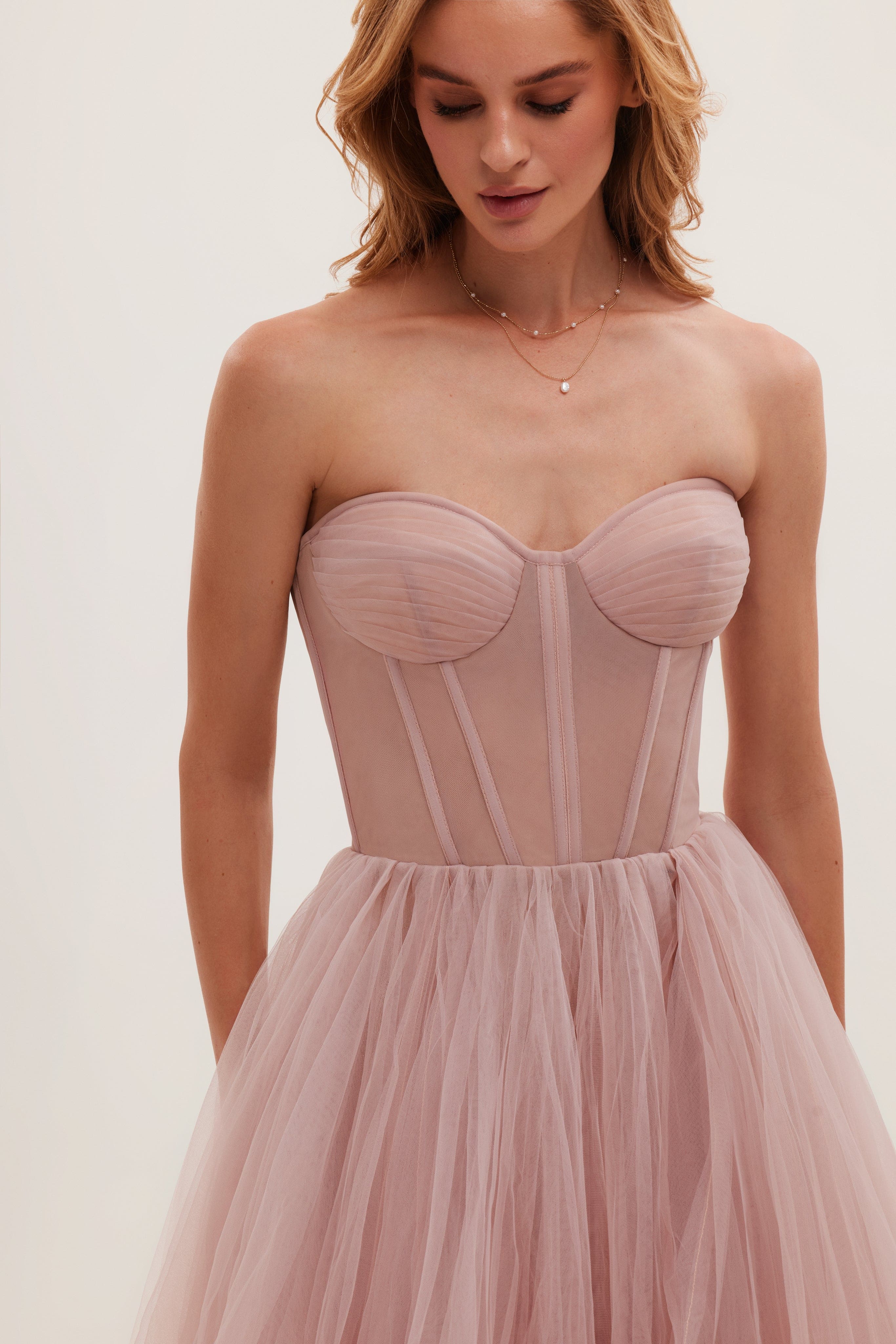 Shop Milla Misty Rose Strapless Puffy Midi Tulle Dress In Pink