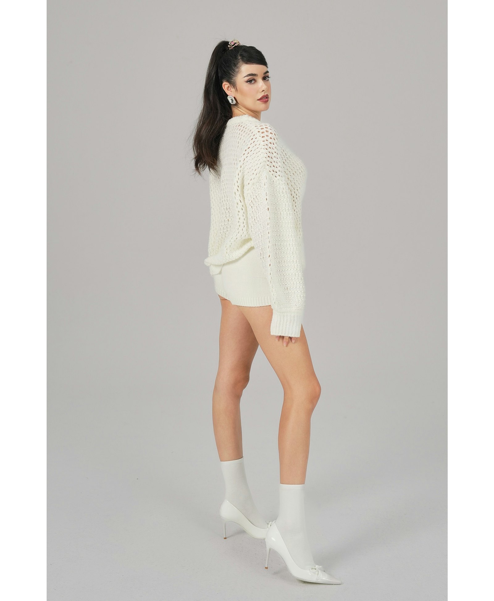 Alexis Cardigan + Scarf Set (White) made by Nana Jacqueline