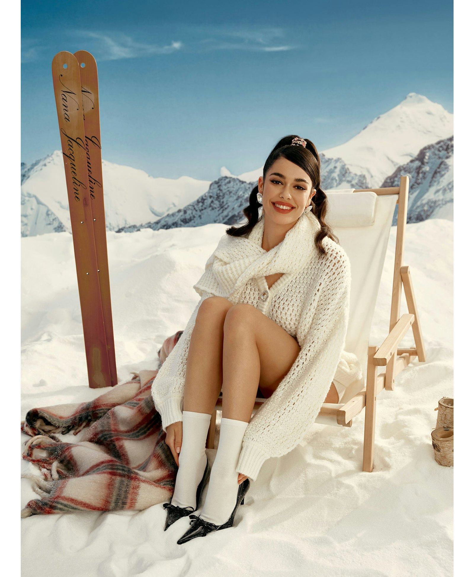 Alexis Cardigan + Scarf Set (White) made by Nana Jacqueline