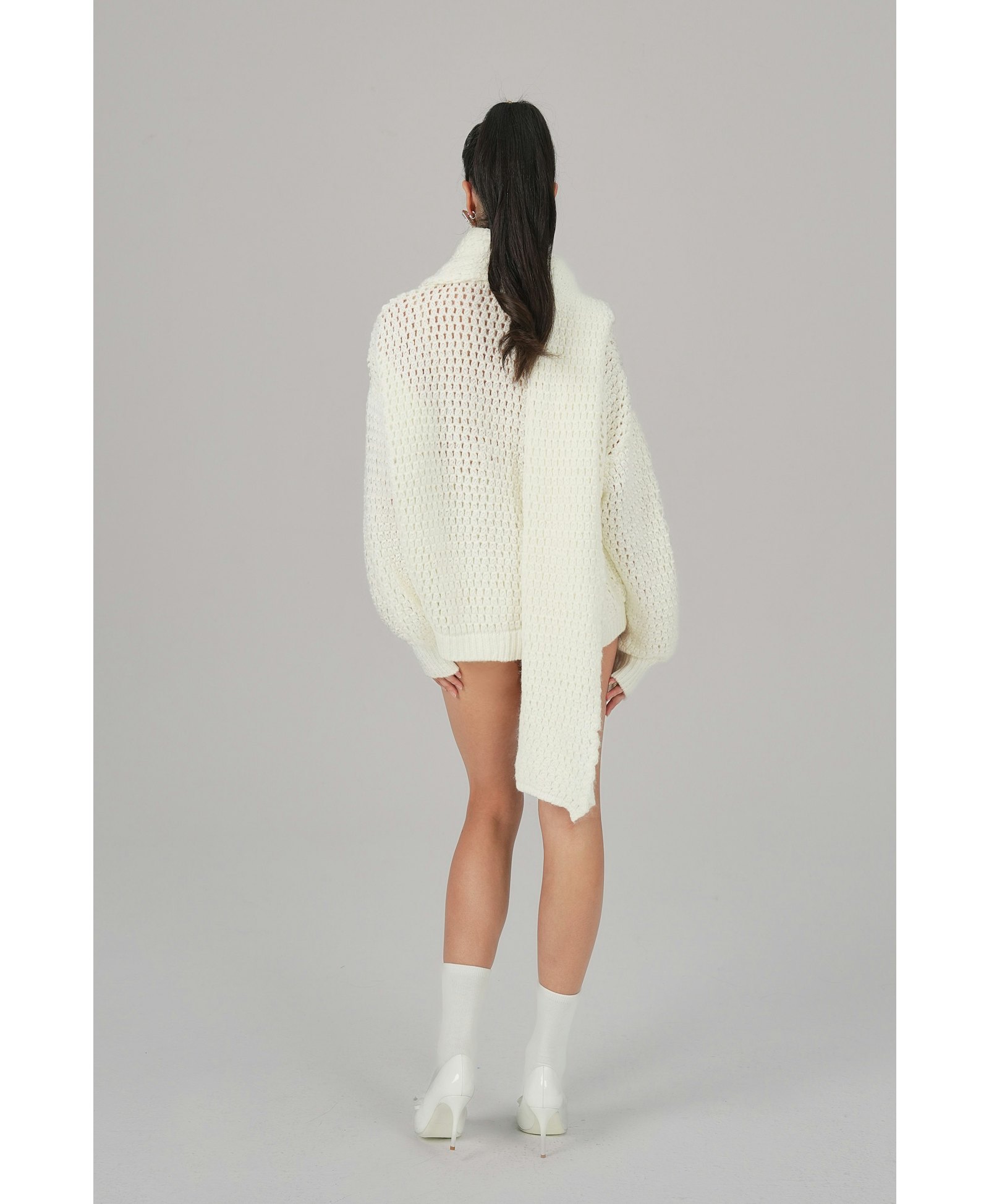 Alexis Cardigan + Scarf Set (White) made by Nana Jacqueline