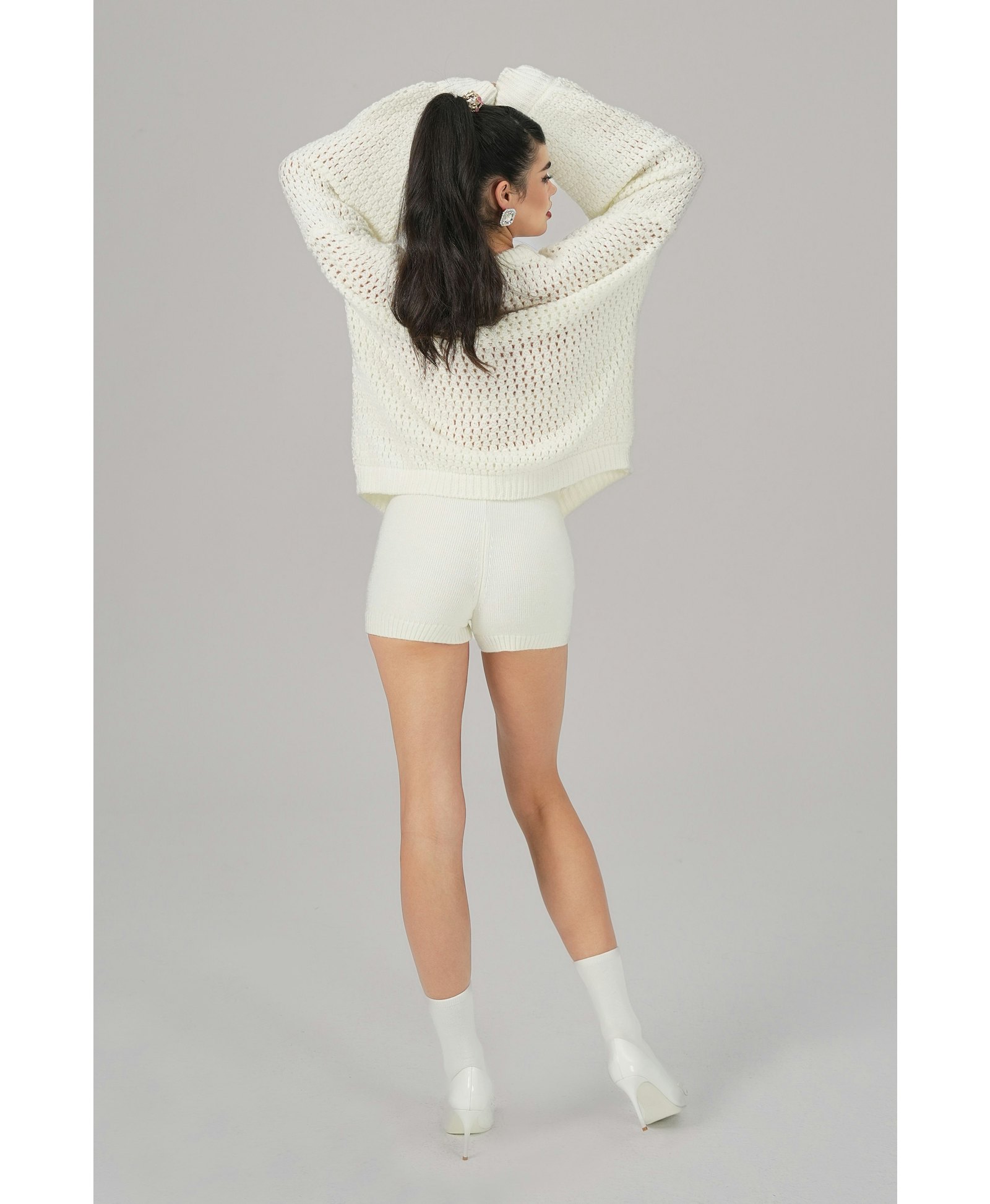 Alexis Cardigan + Scarf Set (White) made by Nana Jacqueline