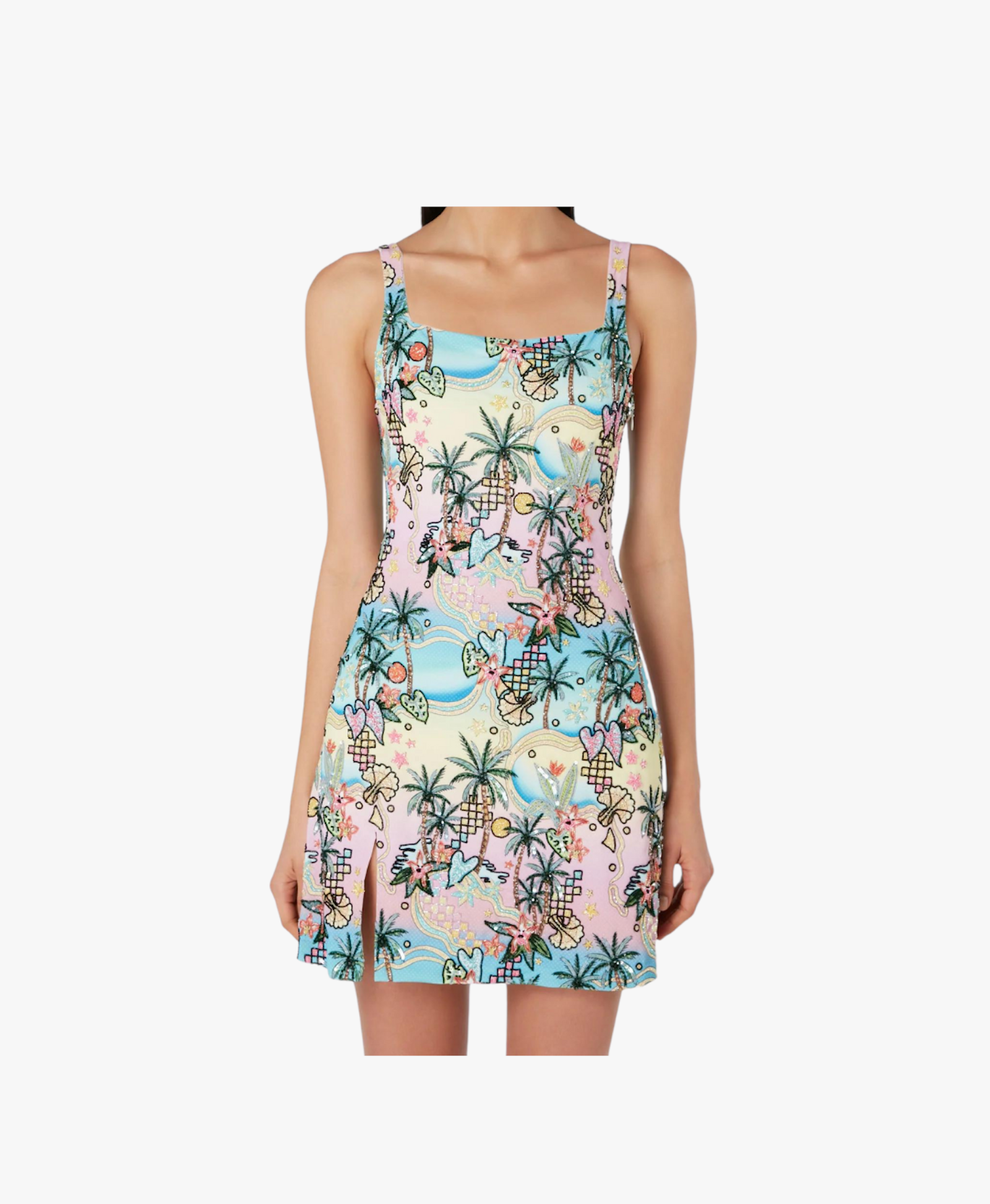 Carla La Palma Print Multi-Coloured Mini Dress in Multi color made by Oceanus Swimwear