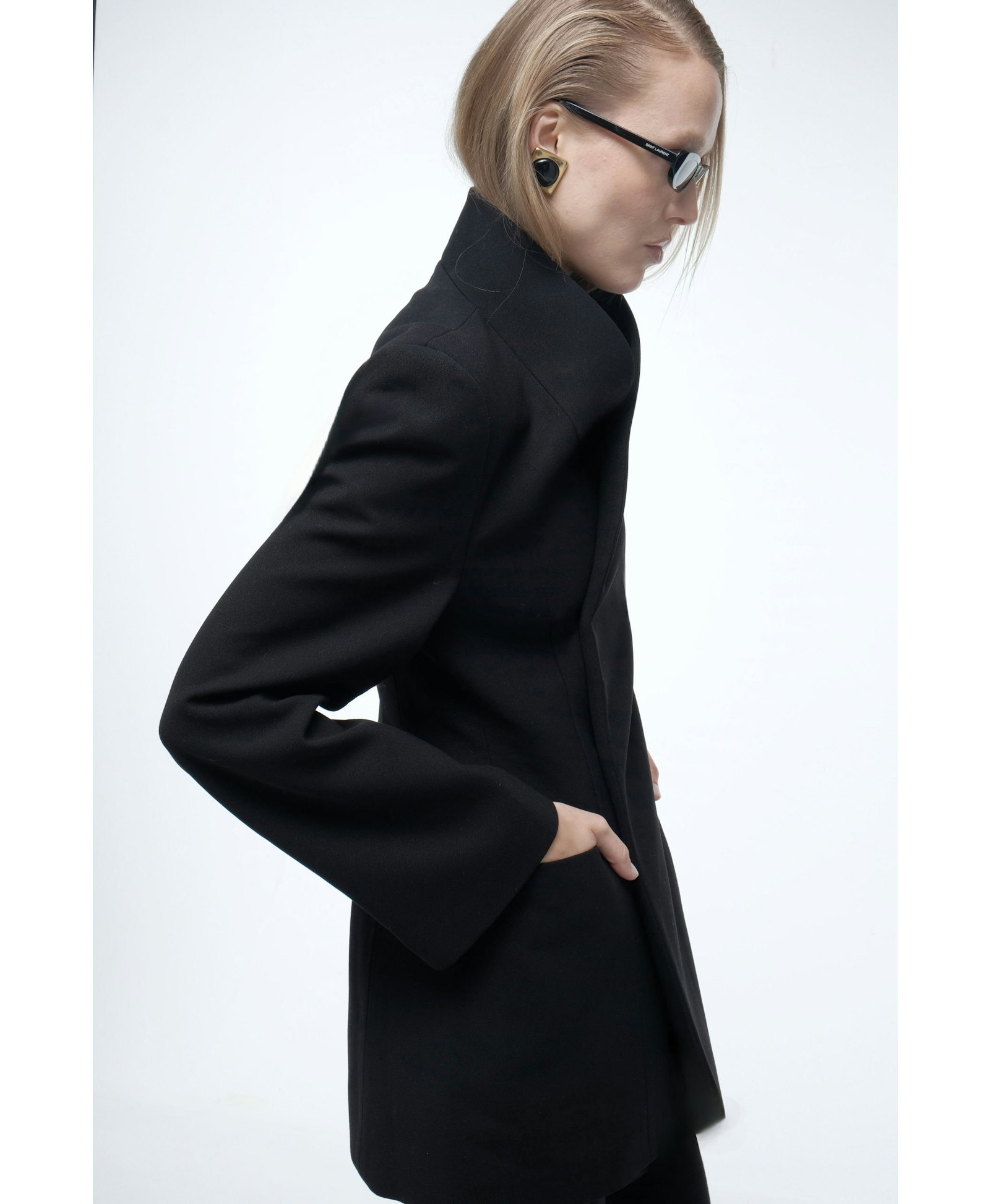 High collar wrap blazer made by AFTERHOURS