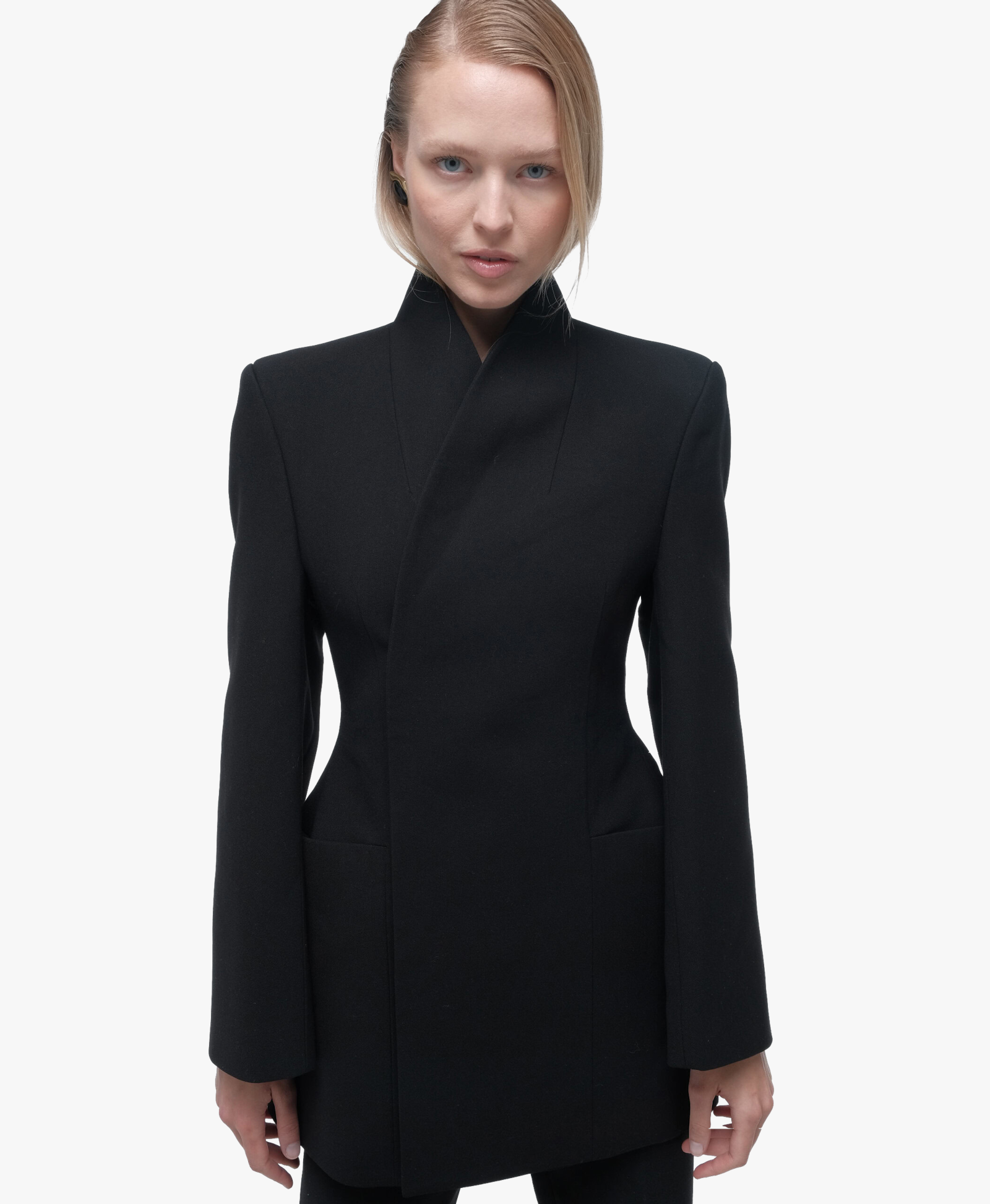 High collar wrap blazer made by AFTERHOURS