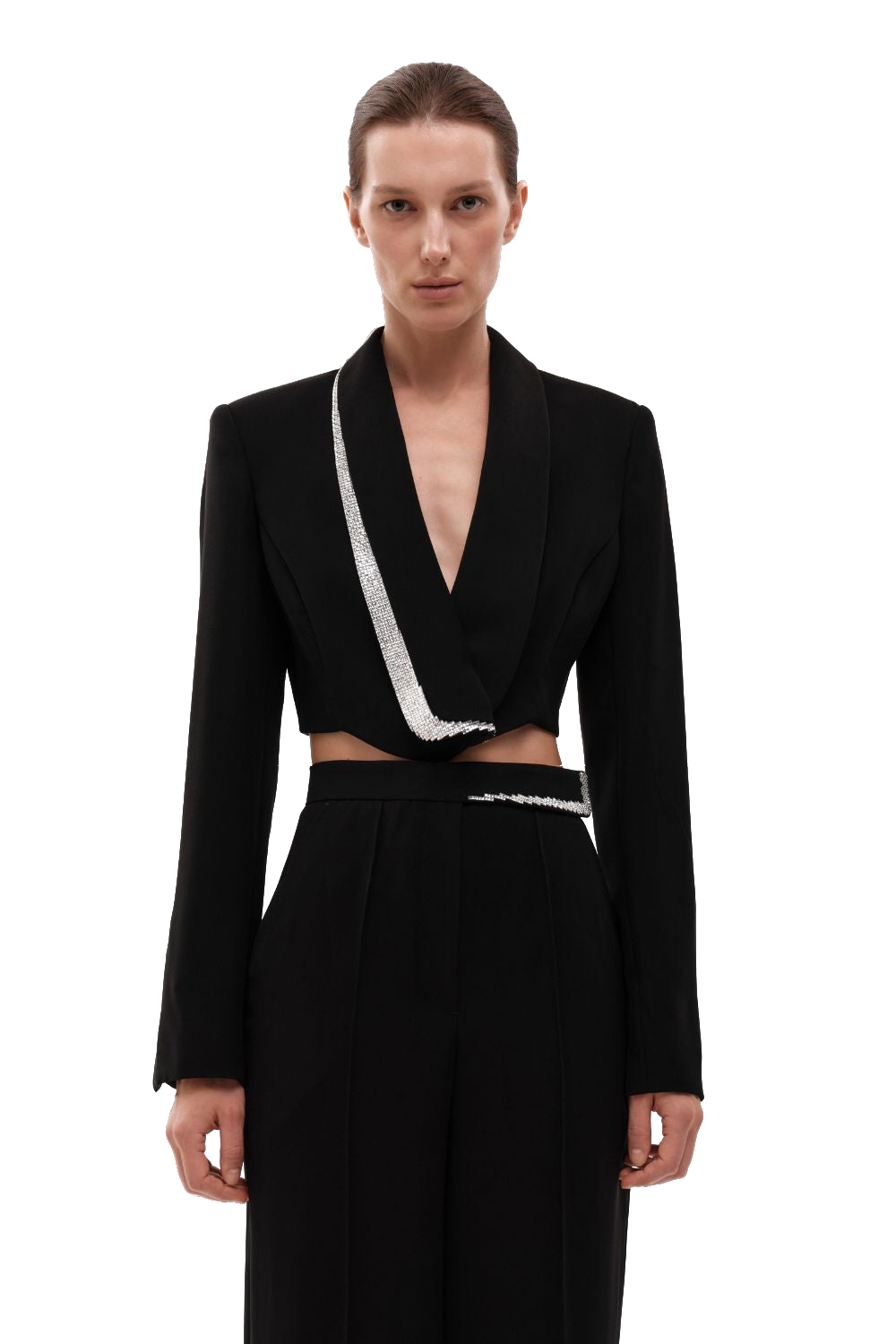Shop Gasanova Cropped Crystal Jacket In Black