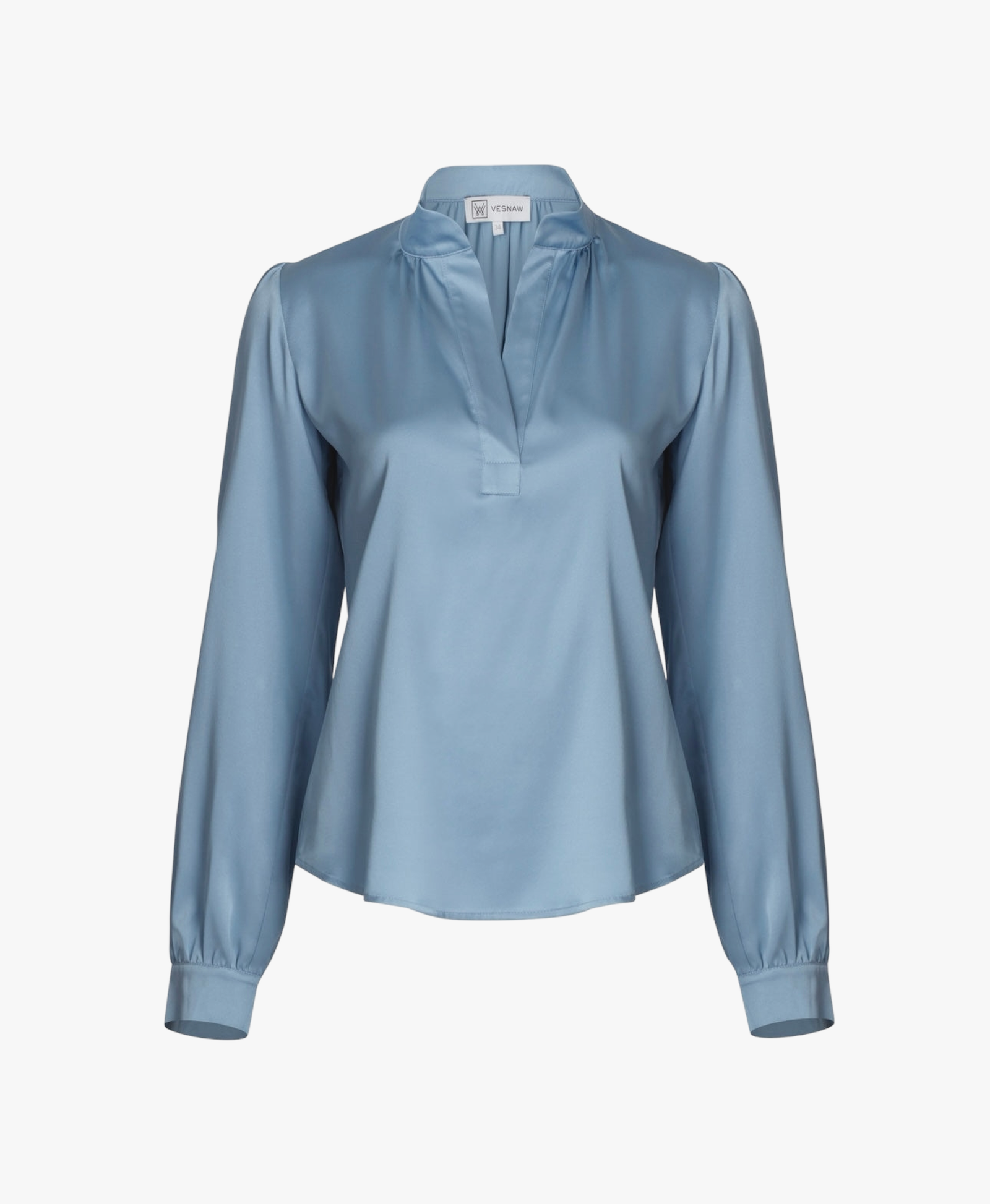 Open Collar Silk Blouse With Long Sleeves Jeans made by Vesna W