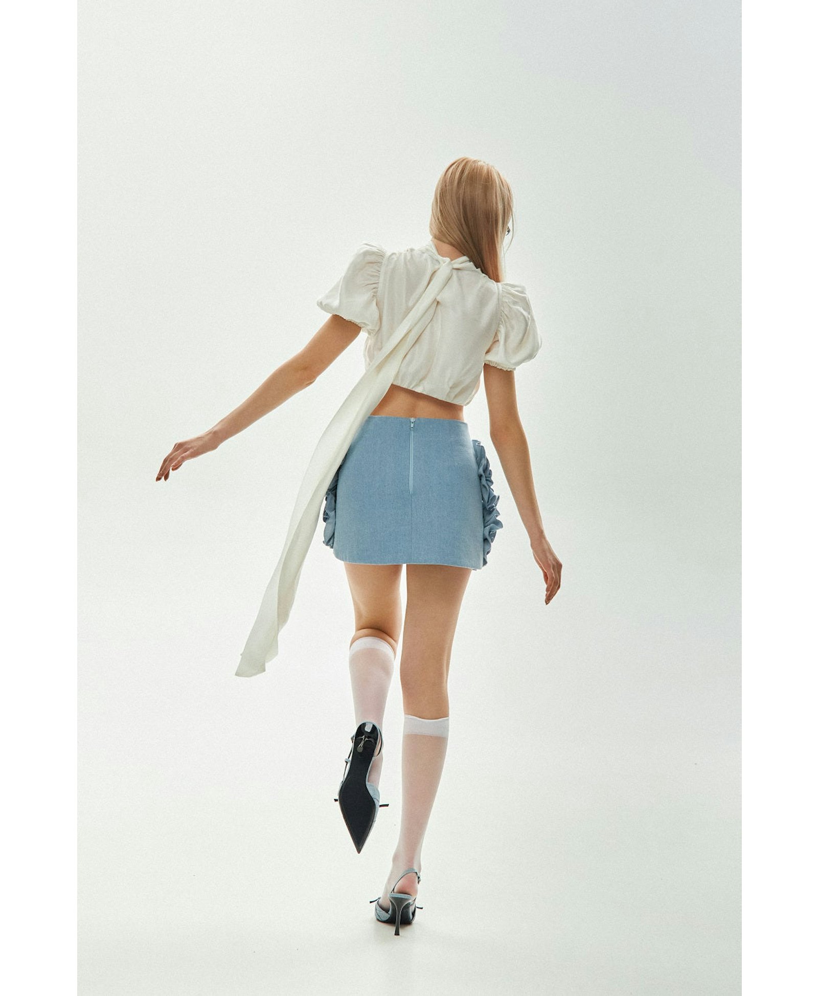 Denim Mini Skirt Roses made by Guranda