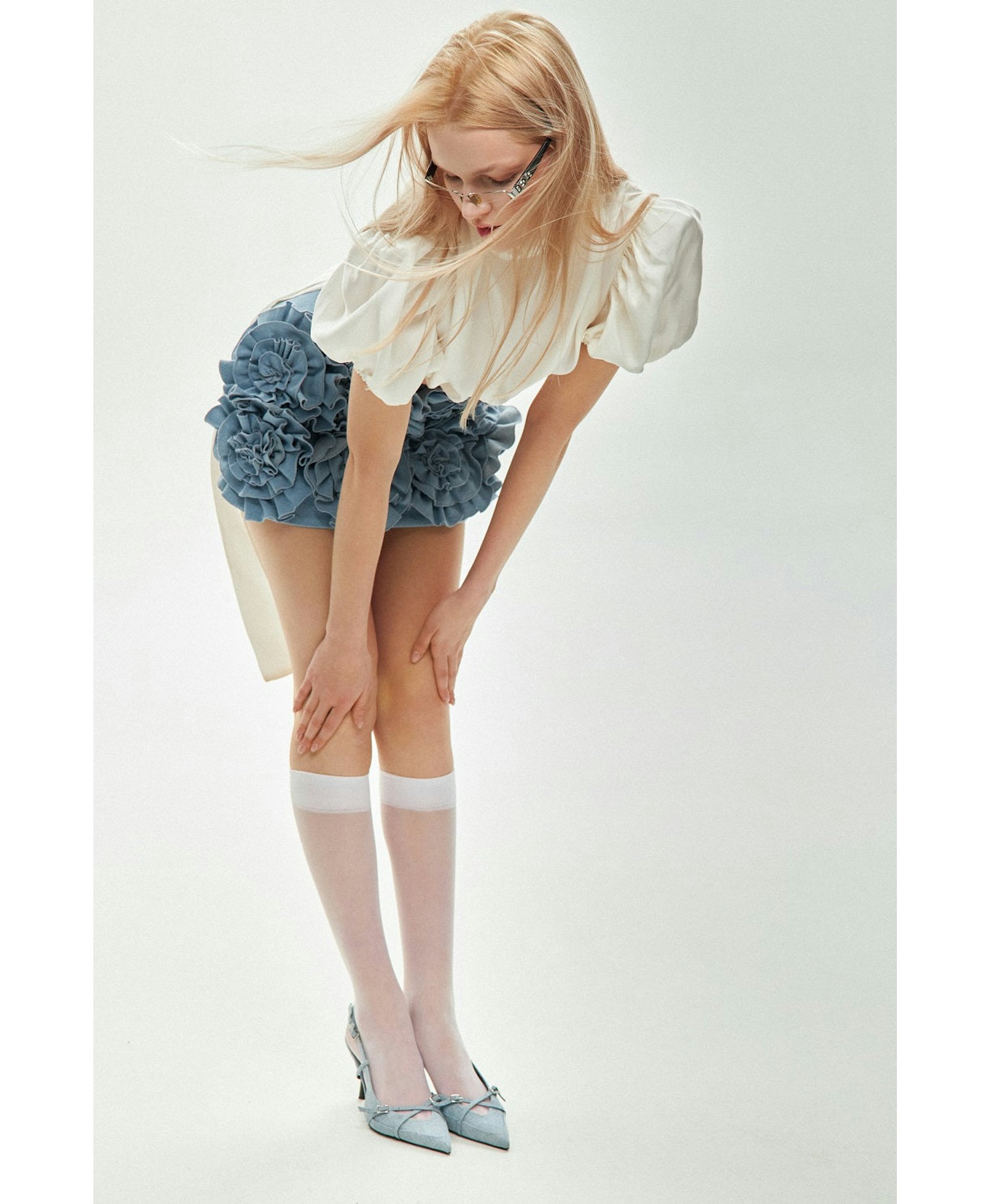 Denim Mini Skirt Roses made by Guranda