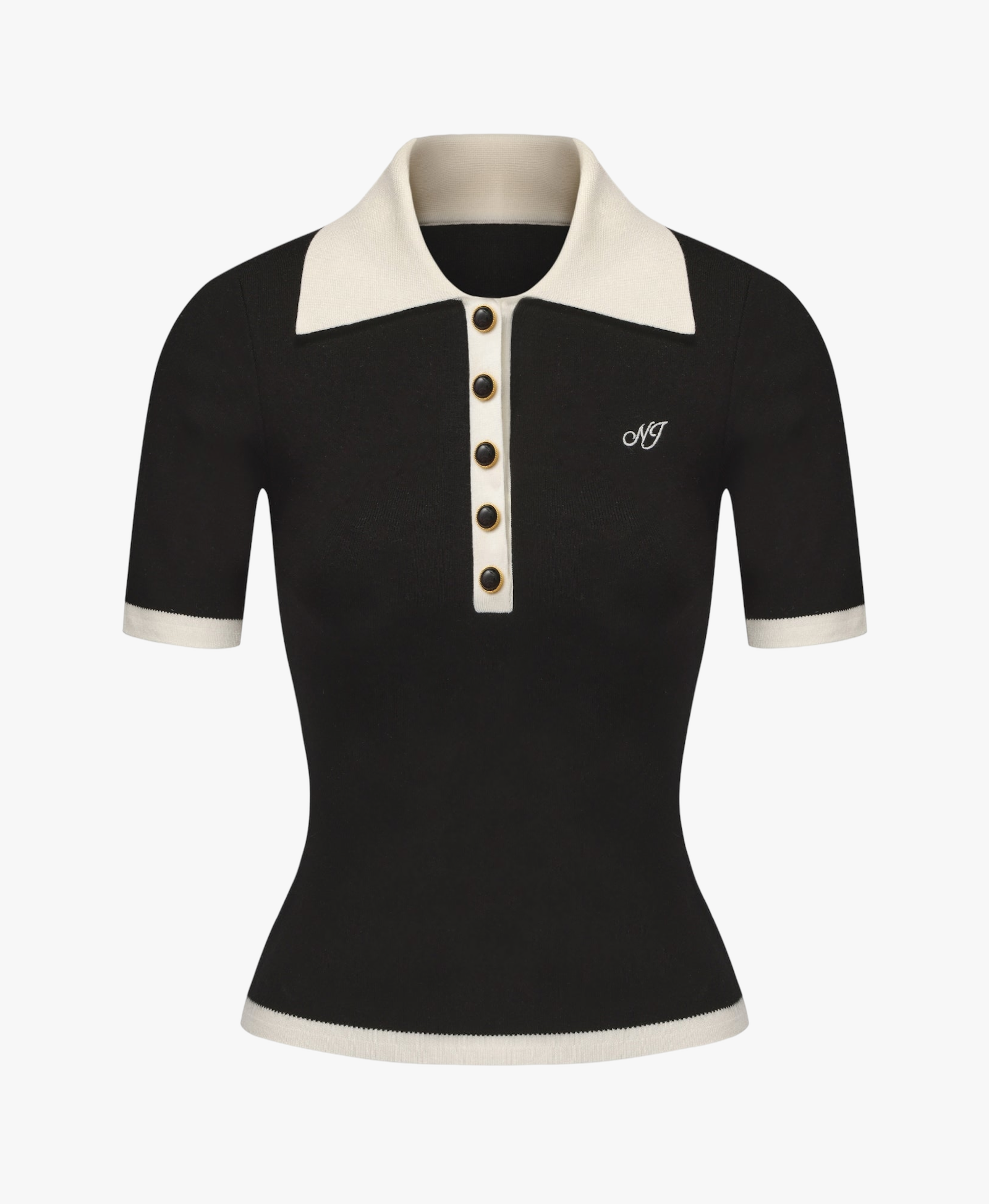 Hazel Polo Top (Black) made by Nana Jacqueline