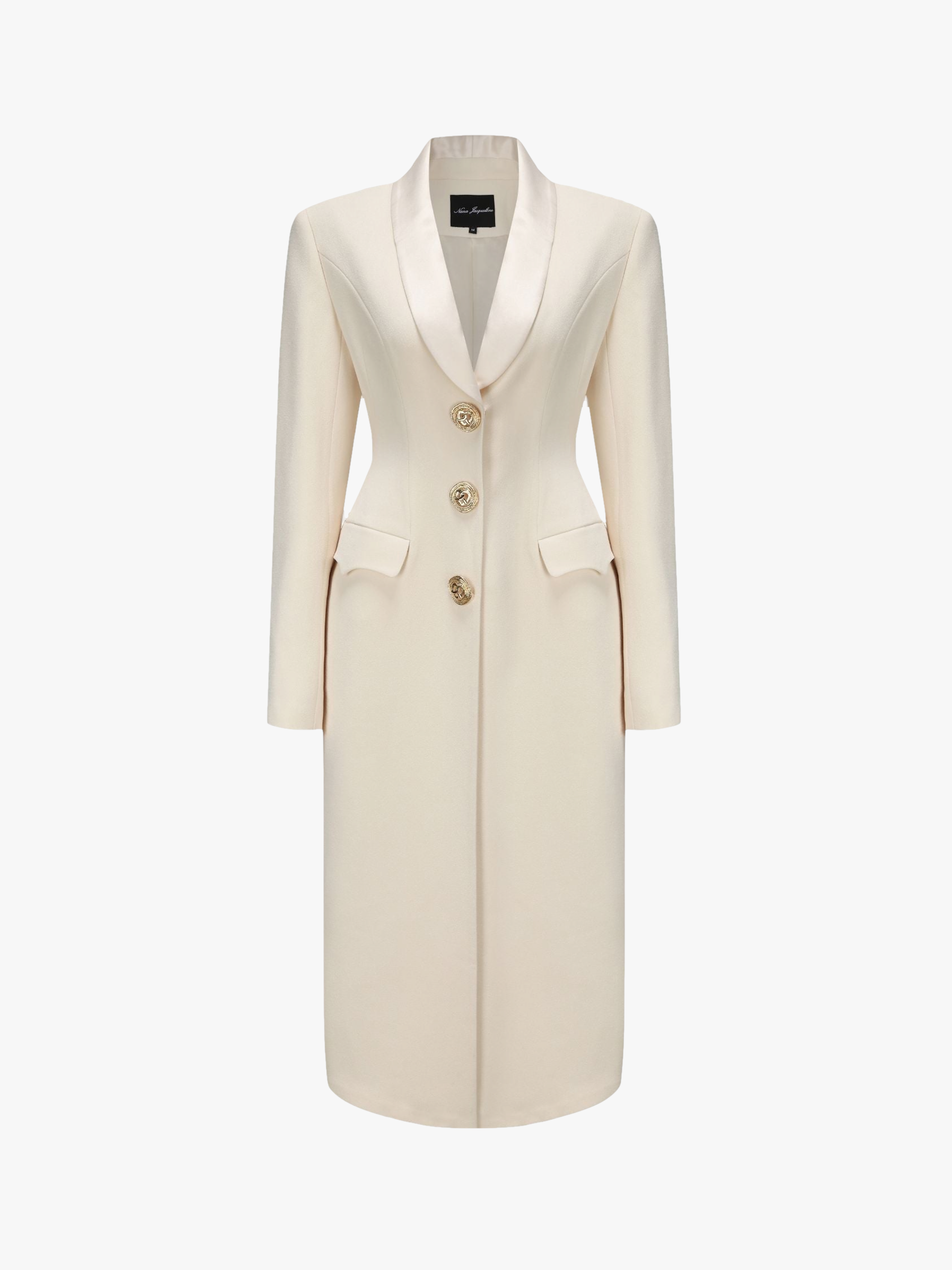 Shop Evie Long Suit Jacket (White) from Nana Jacqueline at Seezona