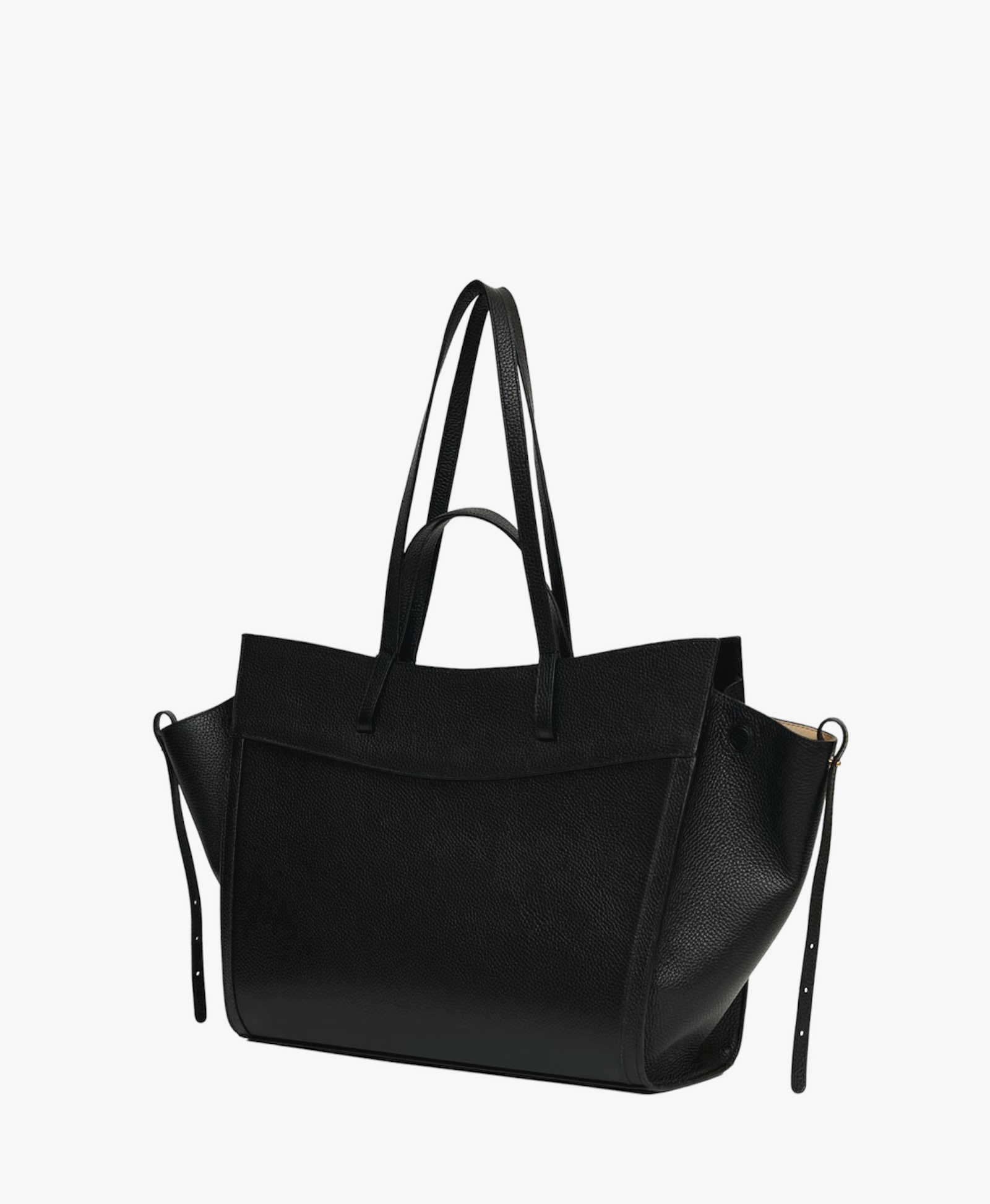 Shopping Bag Black Leather made by Saonara