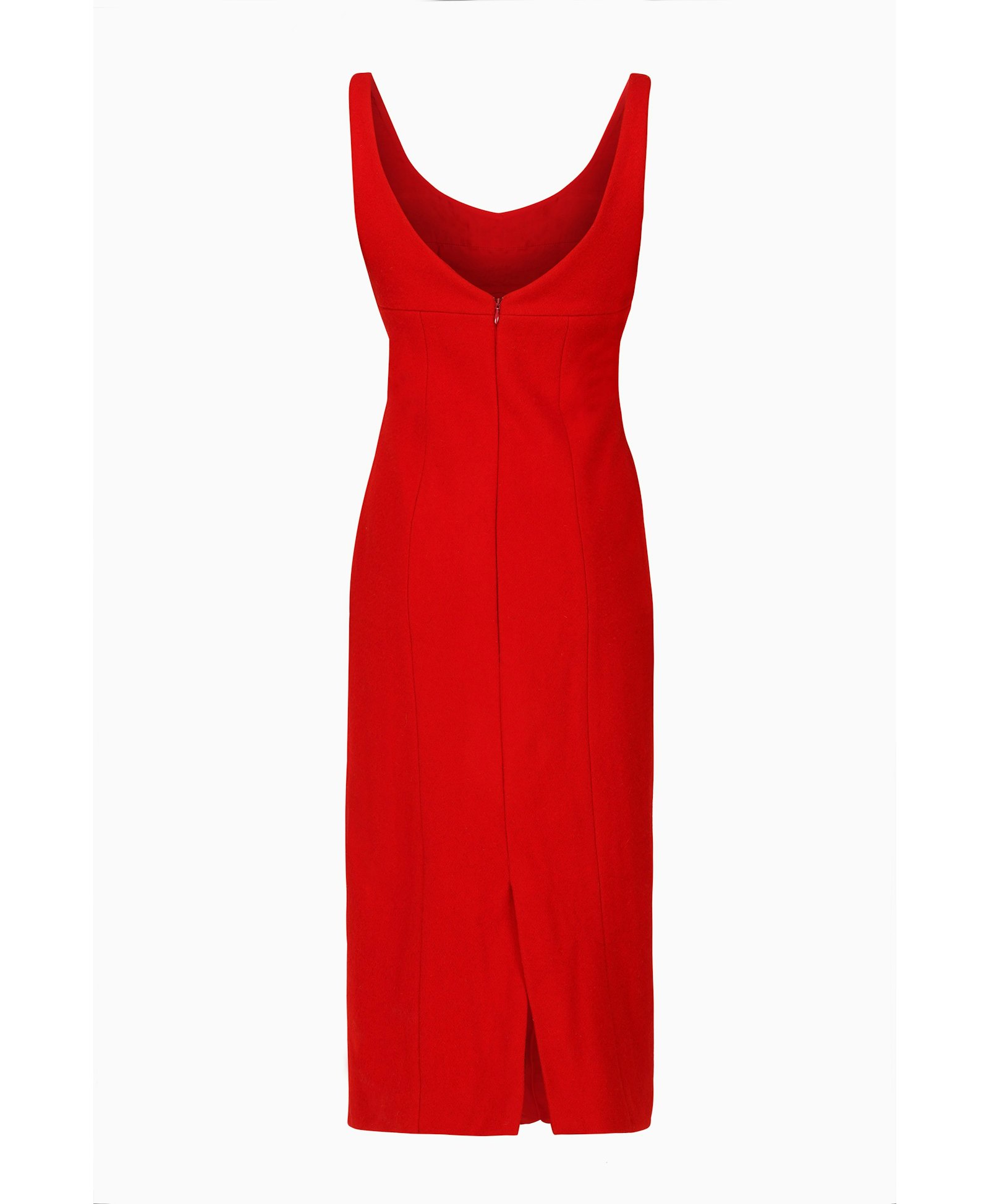 Wool Blend Midi Dress In Red made by Szabo Sihag