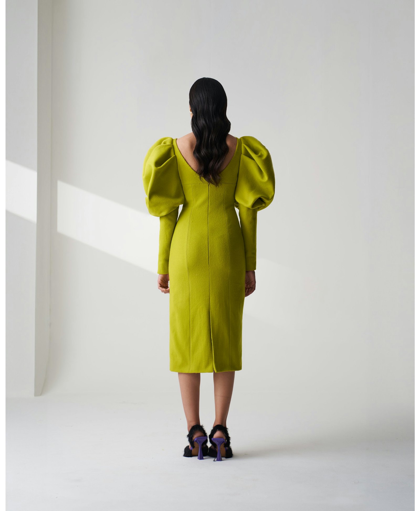 Wool Blend Puff Sleeve Dress made by Szabo Sihag