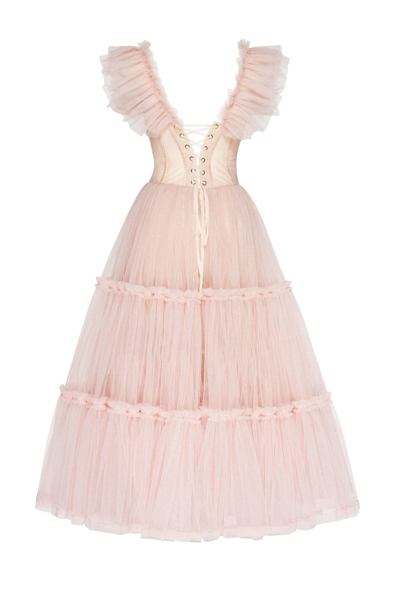 Shop Milla Misty Rose Ruffled Tulle Midi Dress In Pink
