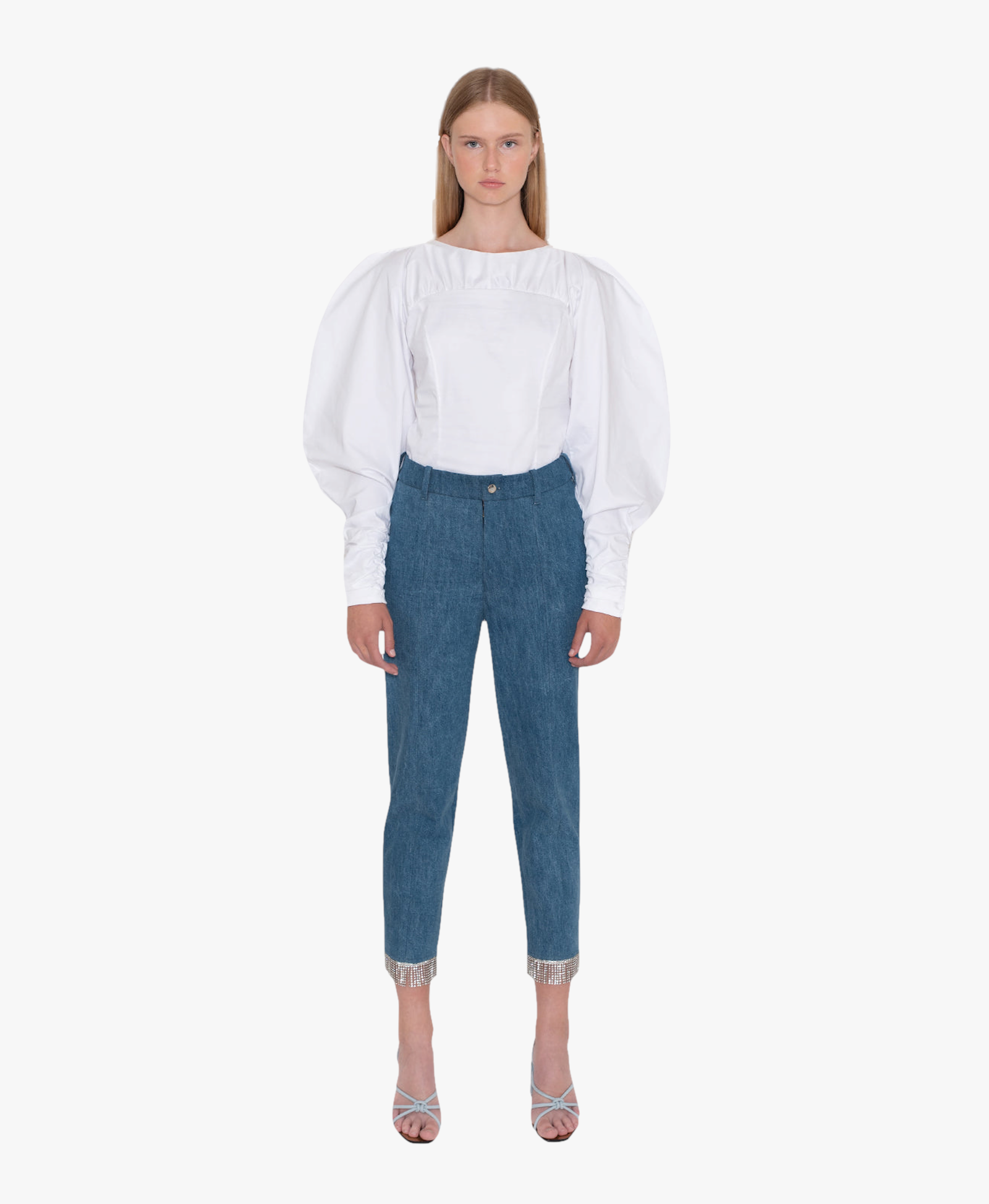 Fanny Denim Trousers in Blue made by AÉRYNE
