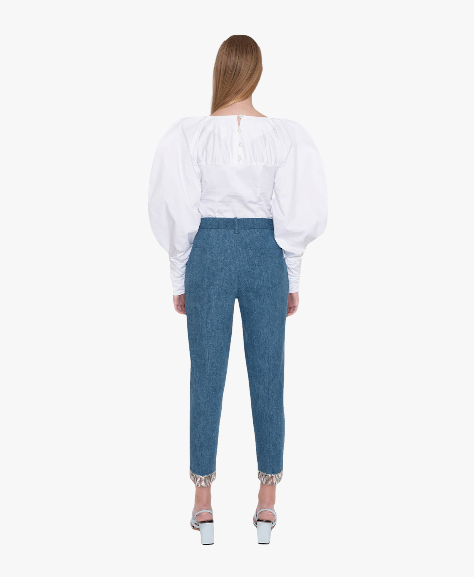 Fanny Denim Trousers in Blue made by AÉRYNE