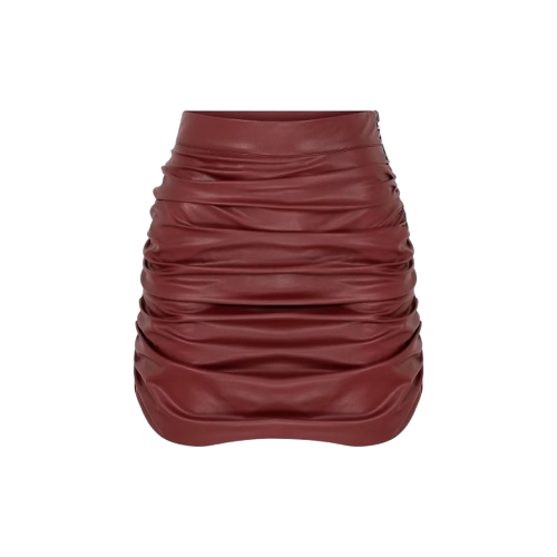 Nazli Ceren Chels Vegan Leather Mini Skirt In Burgundy In Red