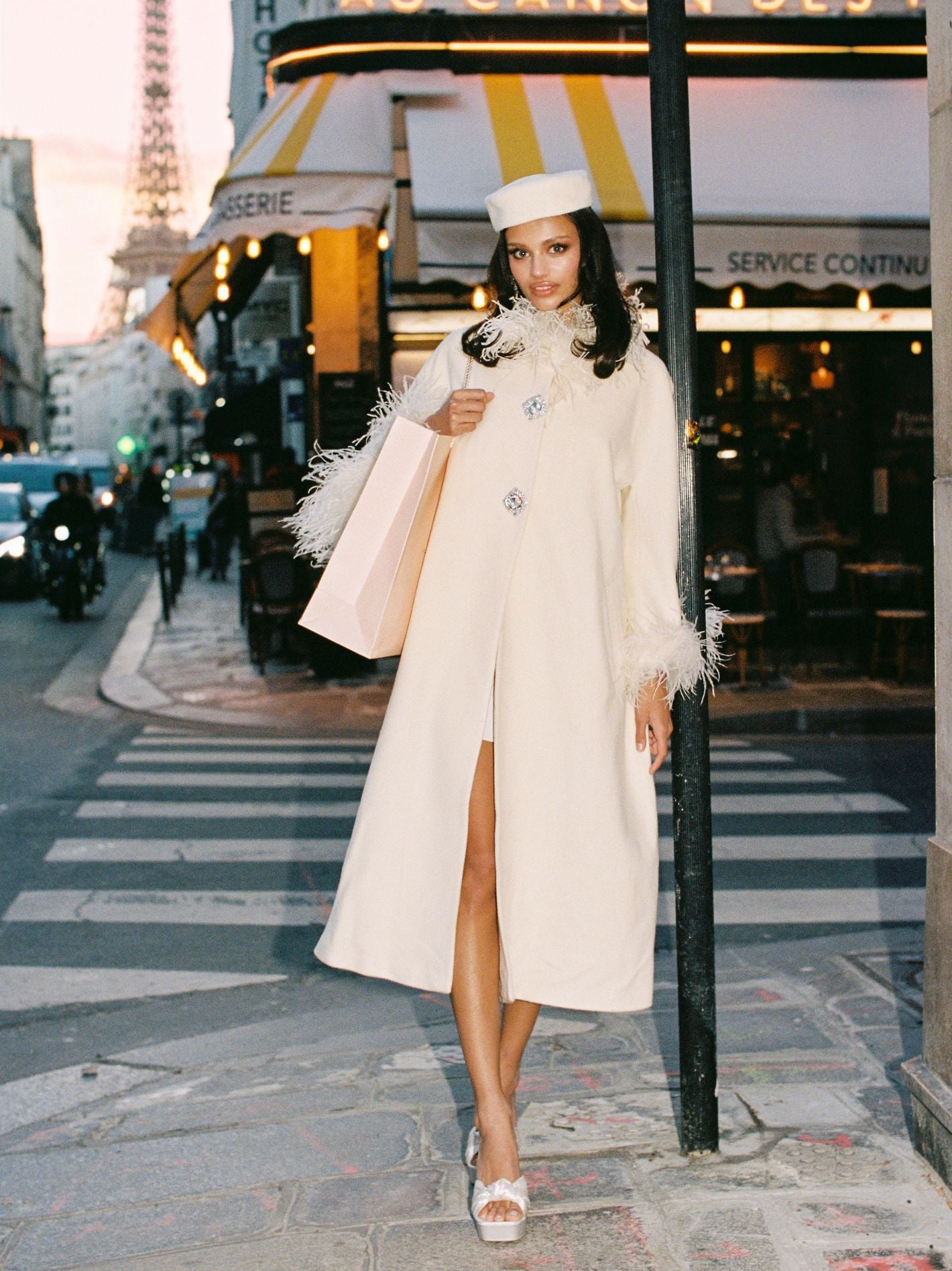 Shop Nana Jacqueline Nina Feather Coat (white)