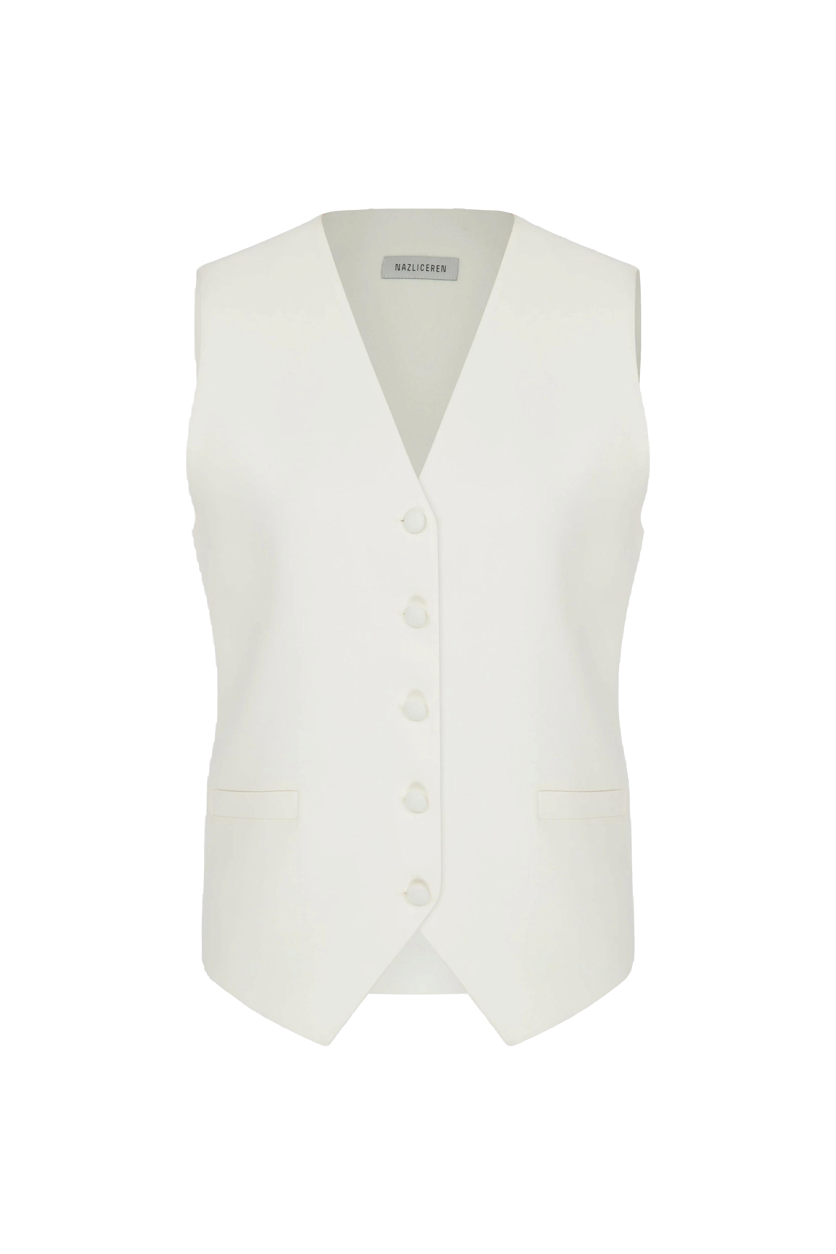 Nazli Ceren Bea Crepe Vest In Blanche In White