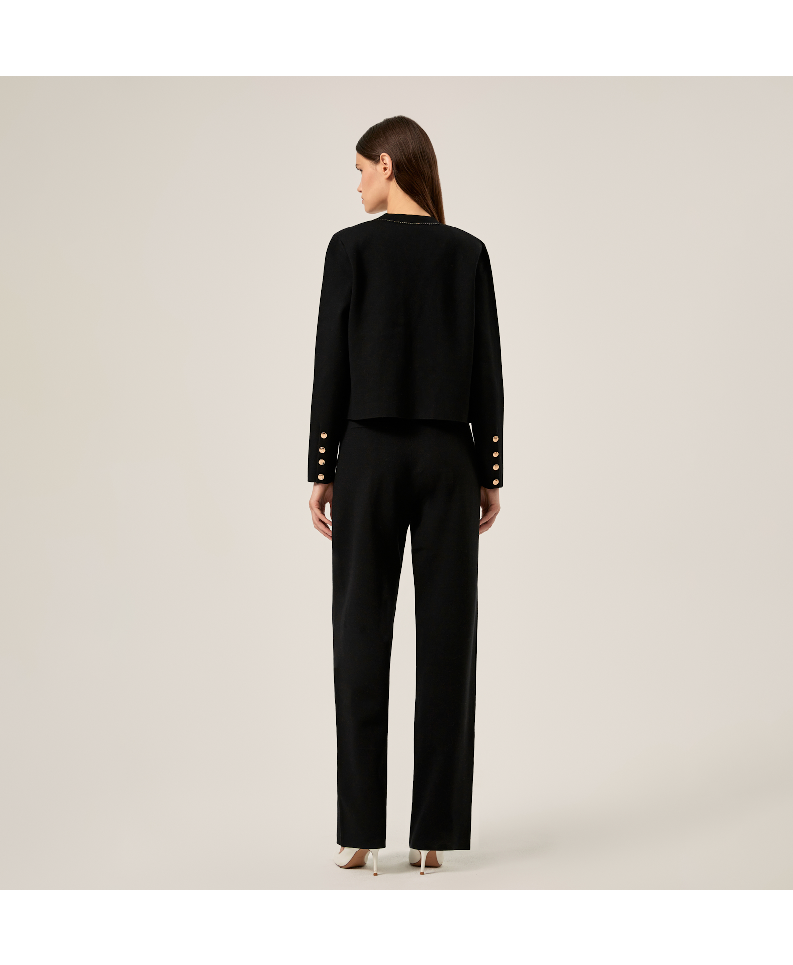 WIDE-LEG SUIT PANTS in Black made by CRUSH Collection