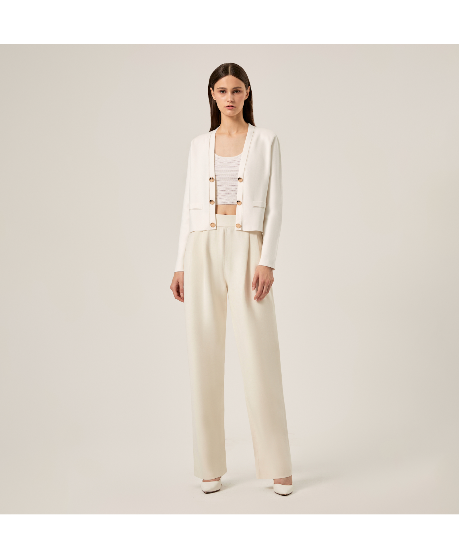 WIDE-LEG SUIT PANTS in White made by CRUSH Collection