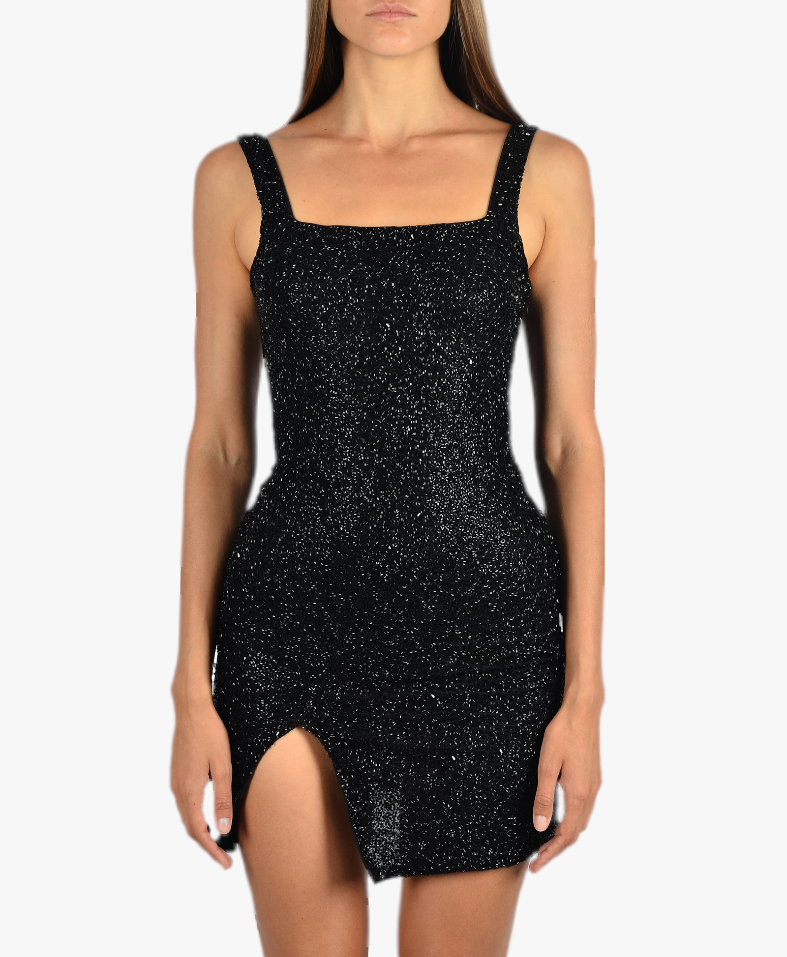 Sofia Halterneck Hand Beaded Black Party Dress made by Oceanus Swimwear