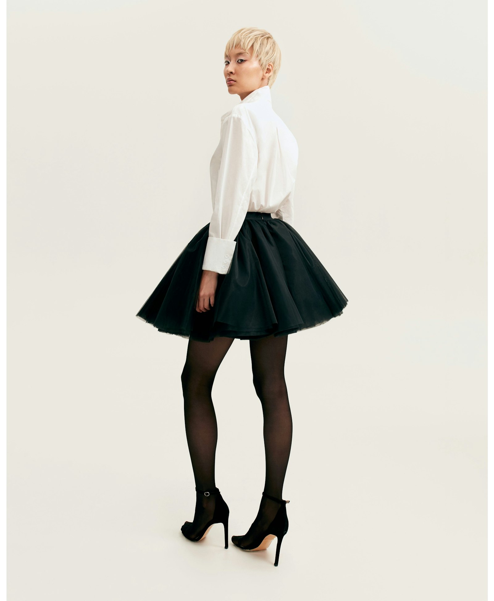 Gathered organza mini skirt in black, Xo Xo made by Milla