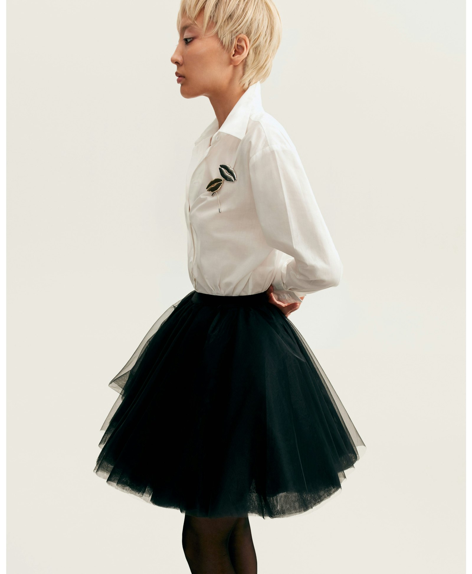 Gathered organza mini skirt in black, Xo Xo made by Milla