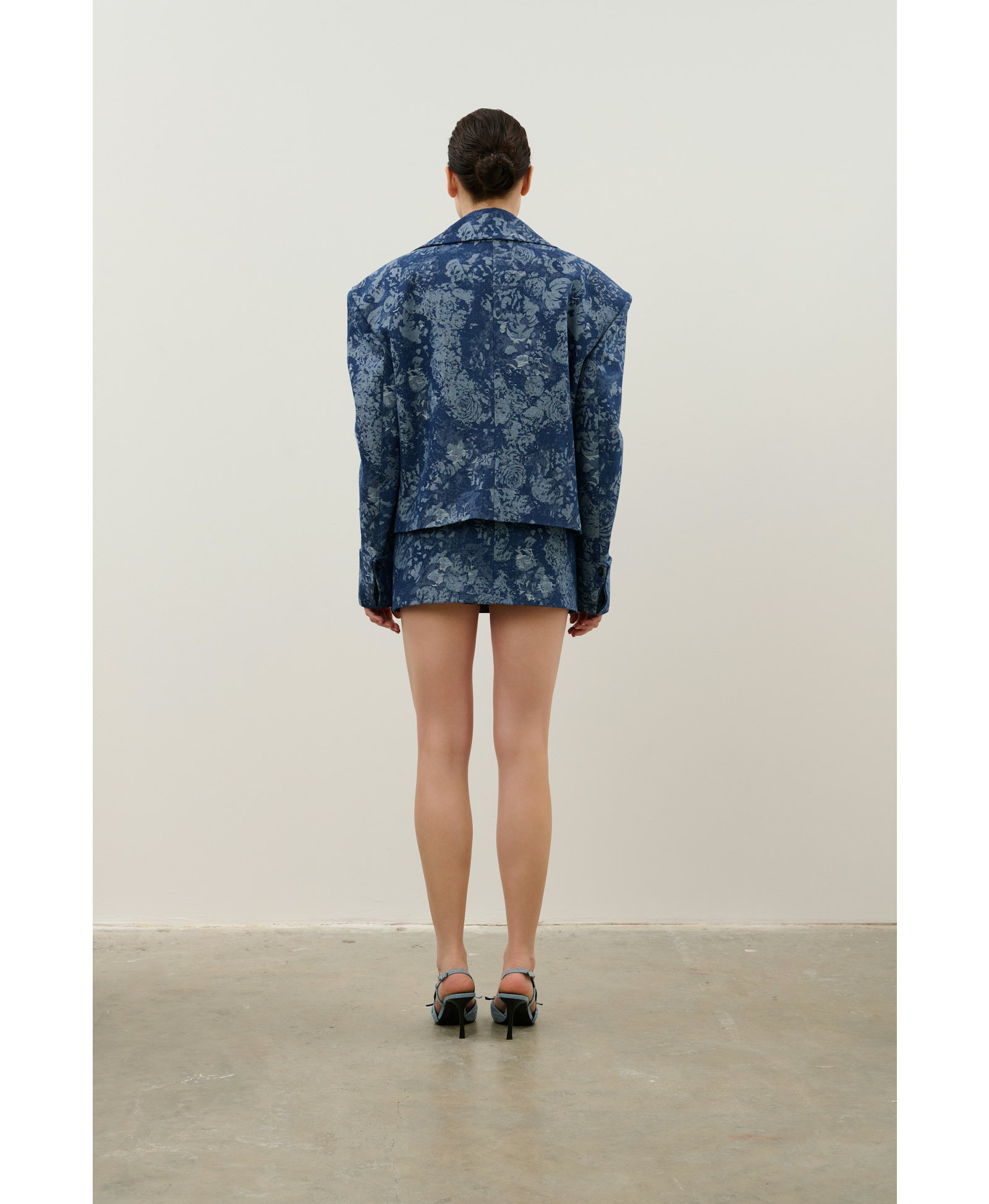 Navy denim jacket made by Karen Arcanjo