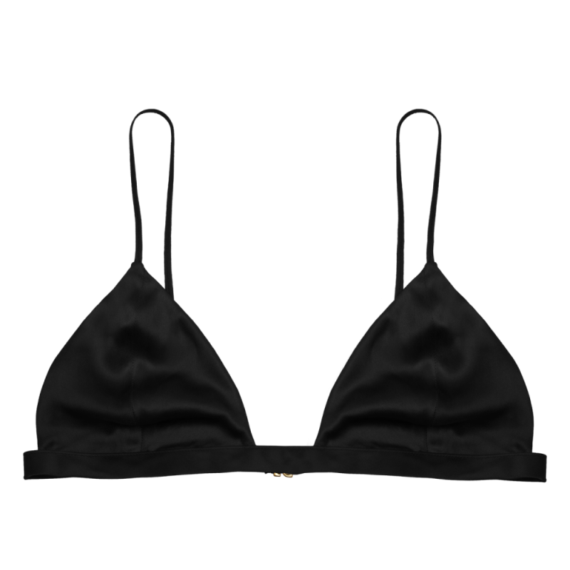 Black Organic Peace Silk Bra Top with Elasticated Underband by Pure One