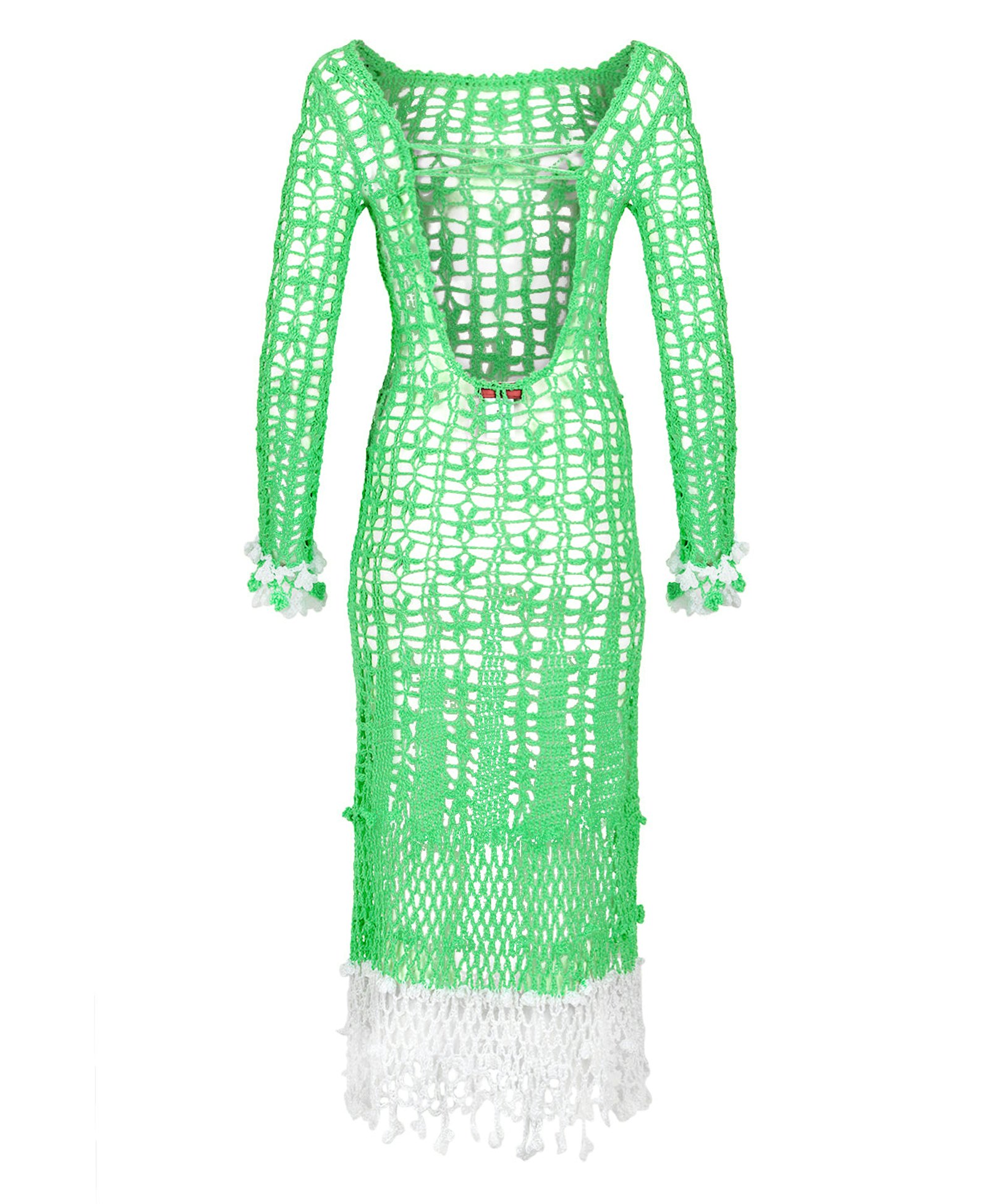 Green Vanilla White Midi Dress made by ANDREEVA