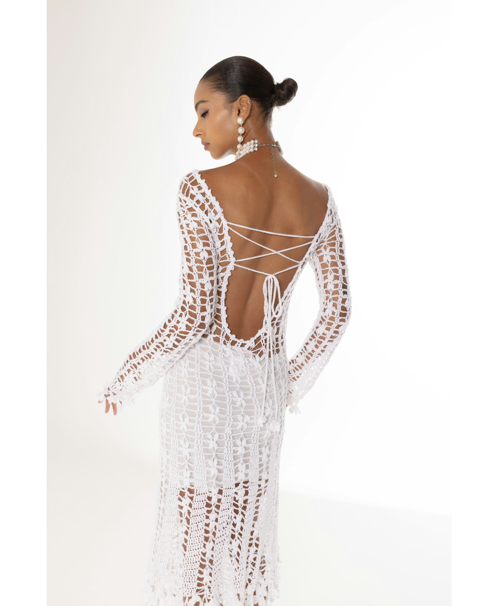 Green Vanilla White Midi Dress made by ANDREEVA