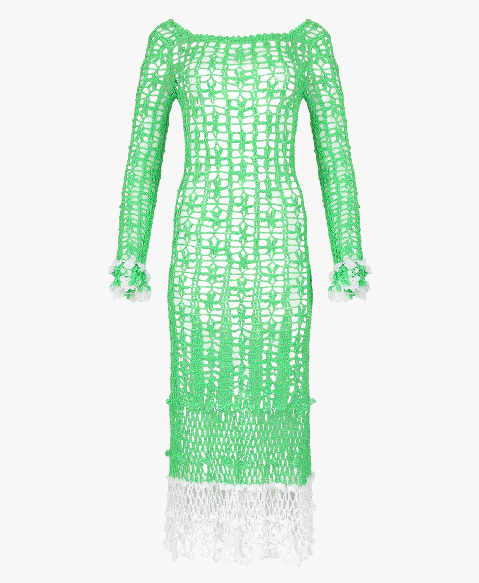 Green Vanilla White Midi Dress made by ANDREEVA