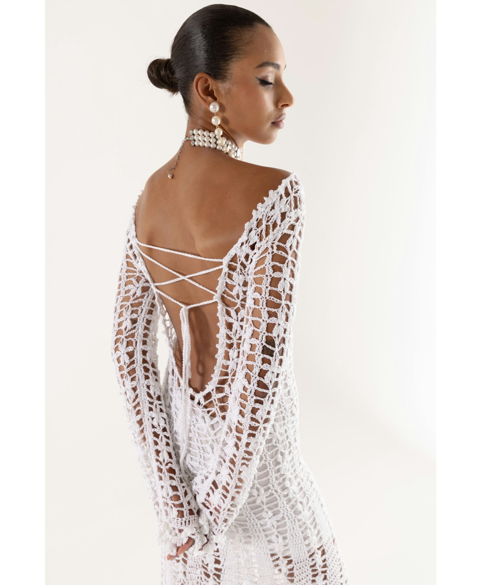 Green Vanilla White Midi Dress made by ANDREEVA