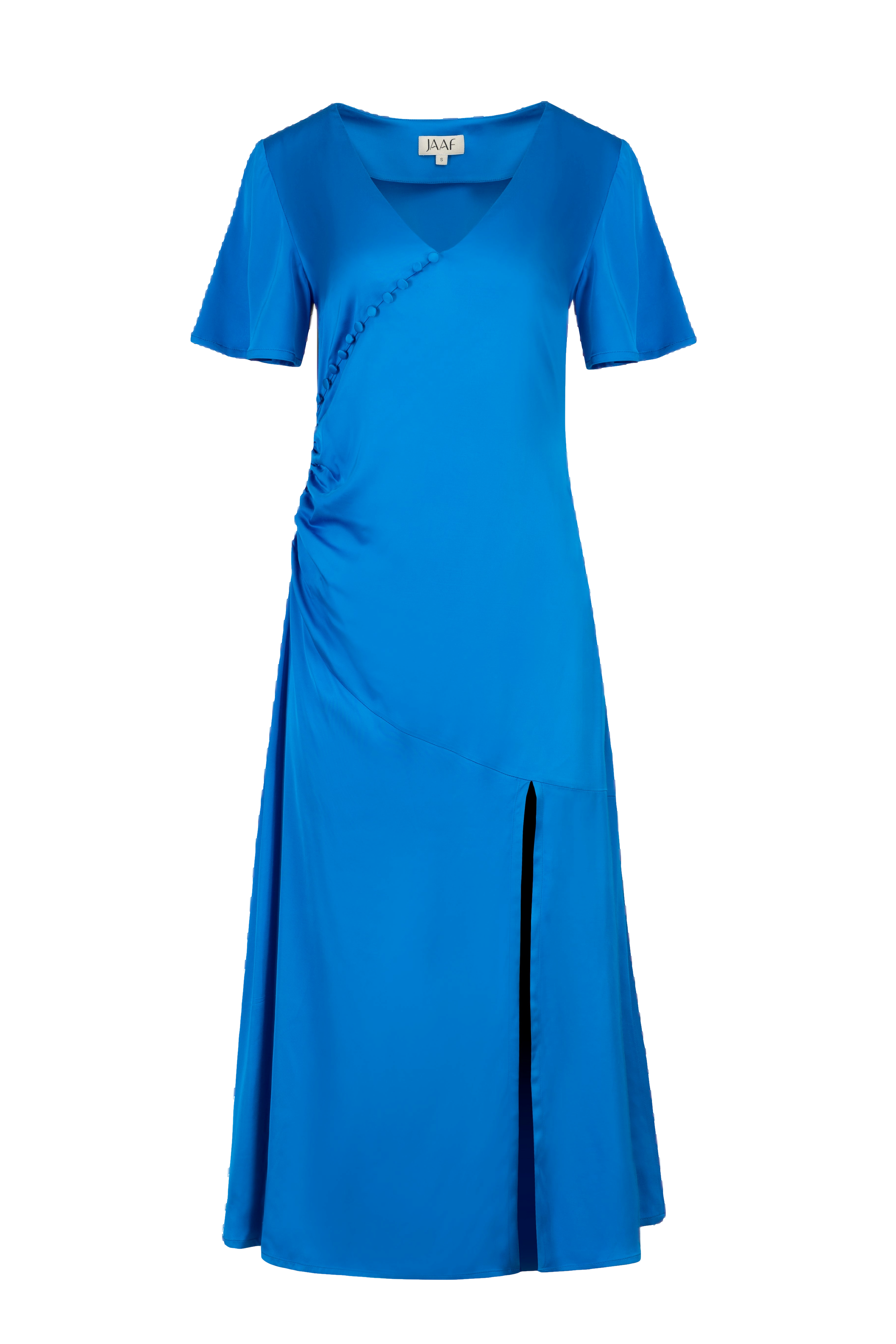 Jaaf Gathered Midi Dress In Vivid Blue