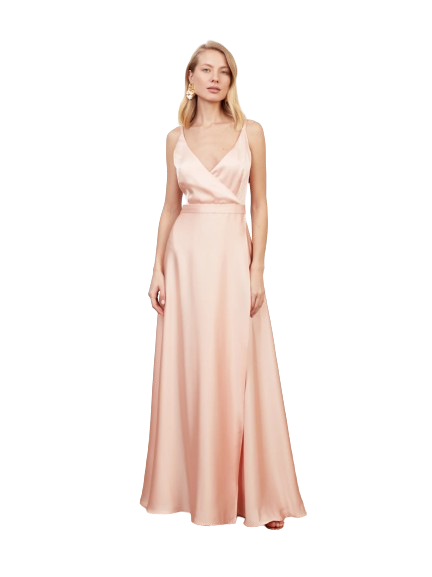 Undress Freya Coral Satin Long Evening Dress In Pink