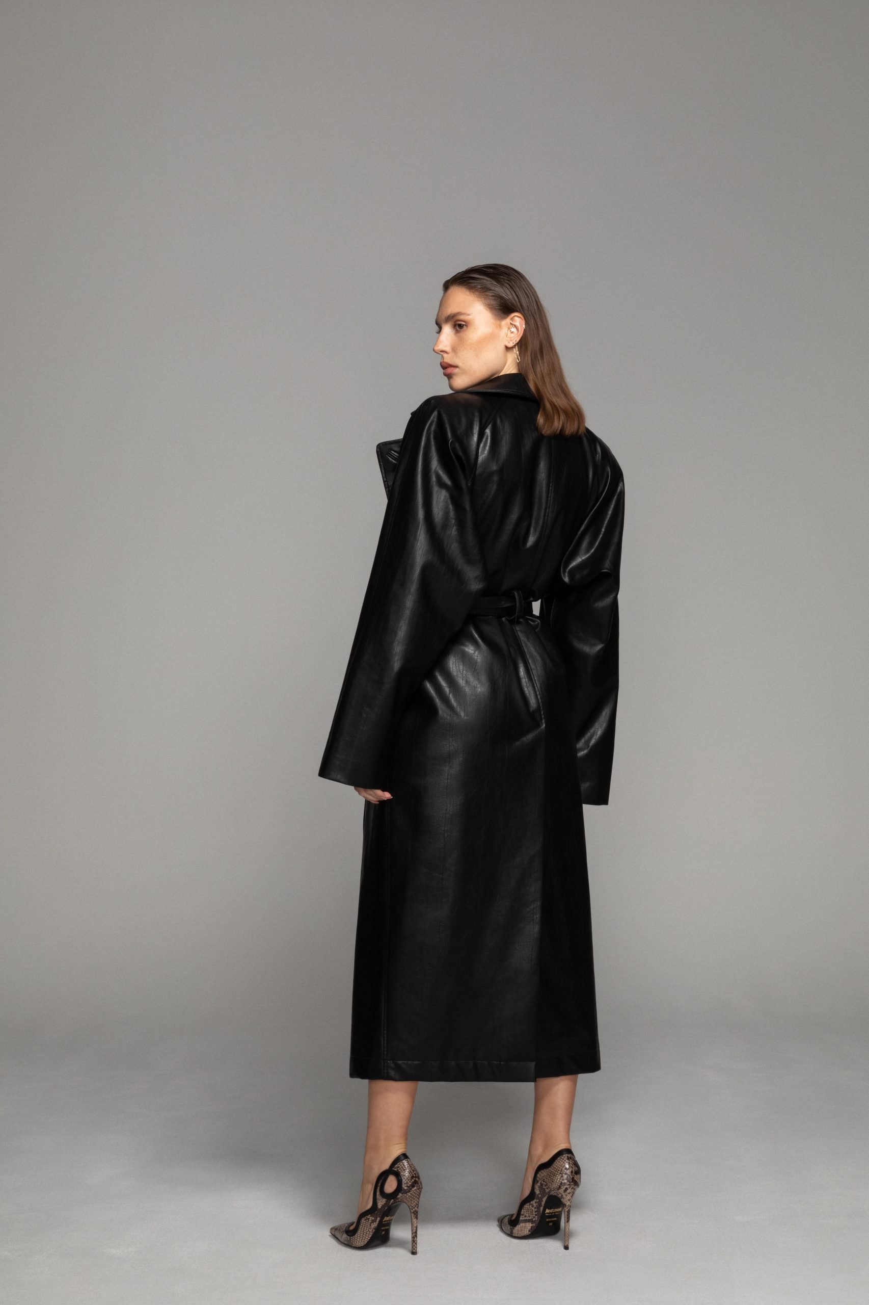 Shop Afterhours Vegan Leather Maxi Trench Coat In Black