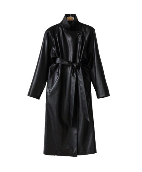 Shop Afterhours Vegan Leather Maxi Trench Coat In Black