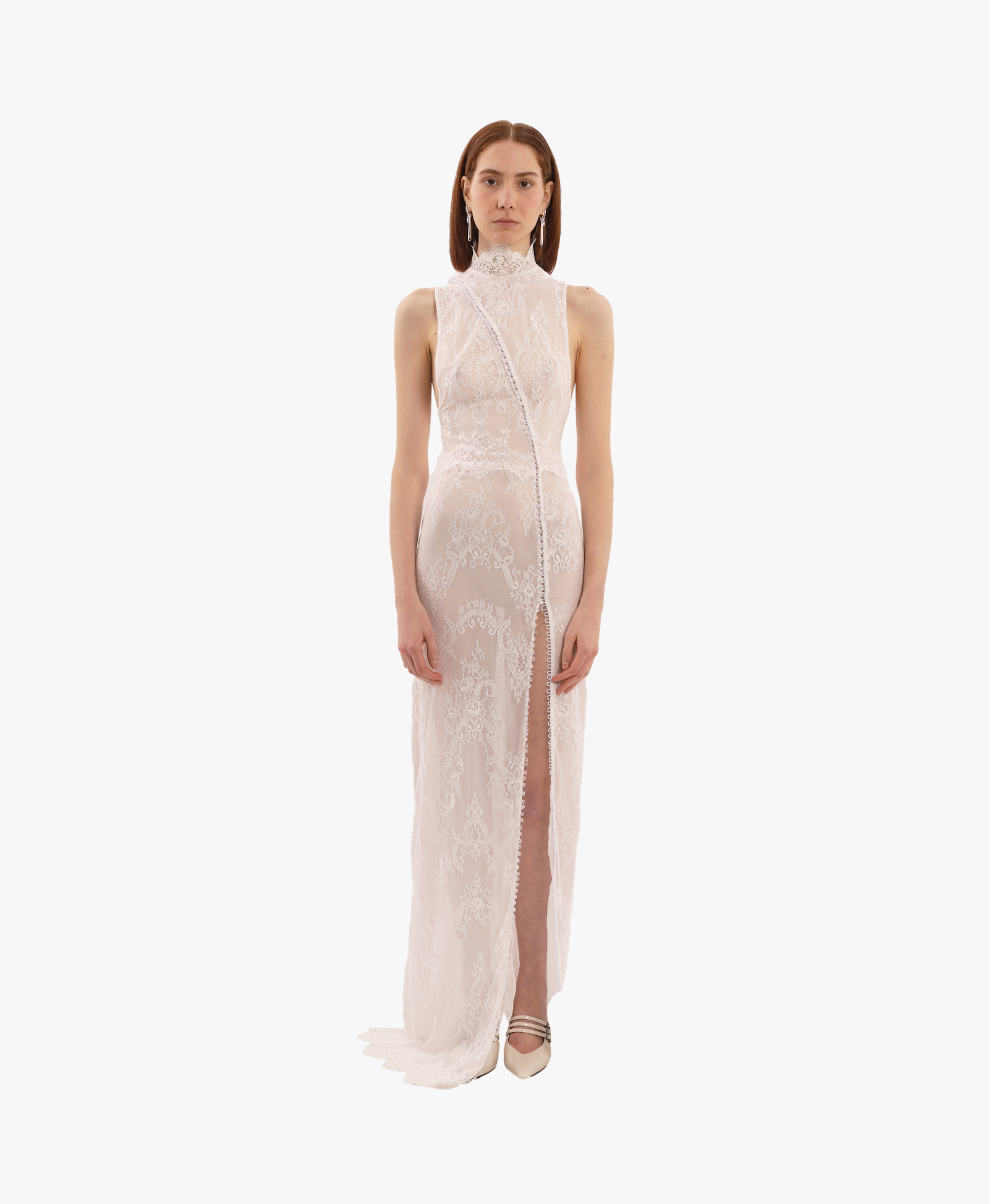 White lace button dress made by Compte Spain