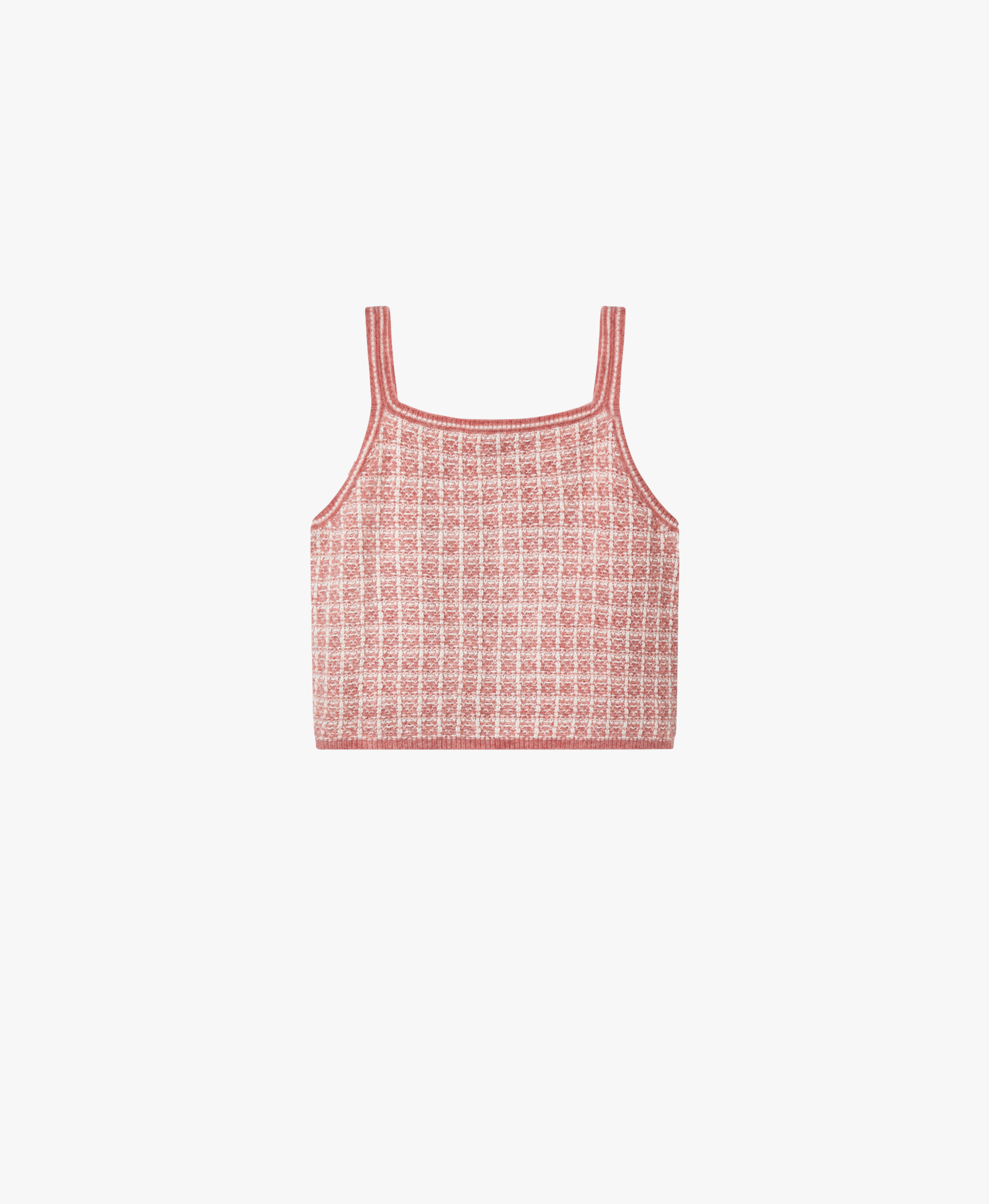 Checked Bouclé Tweed Camisole Top in Pink made by CRUSH Collection