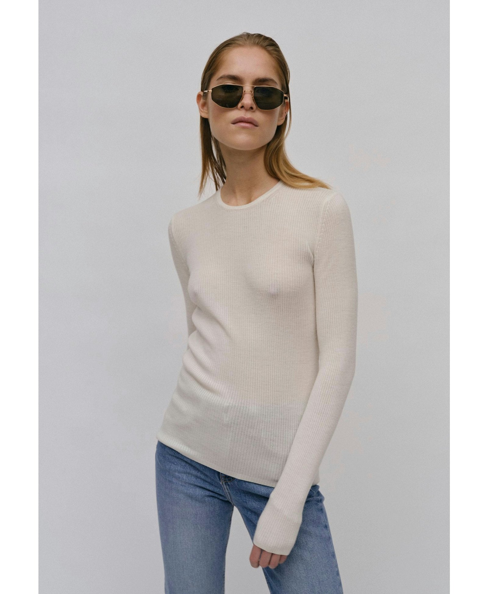 Camb Knit Blouse - Off White made by HERSKIND