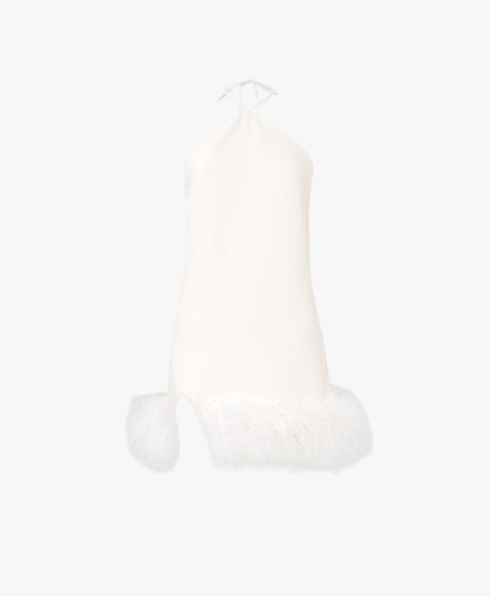 Keira White Halter Mini Feather Dress made by Lora Istanbul