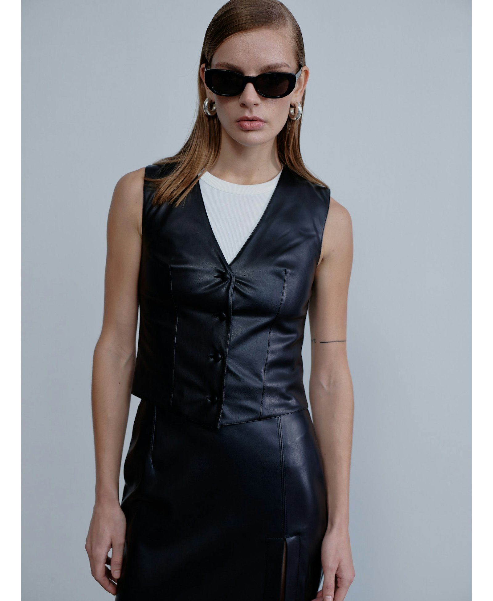 Lea Vegan Leather Maxi Skirt in Black made by Nazli Ceren